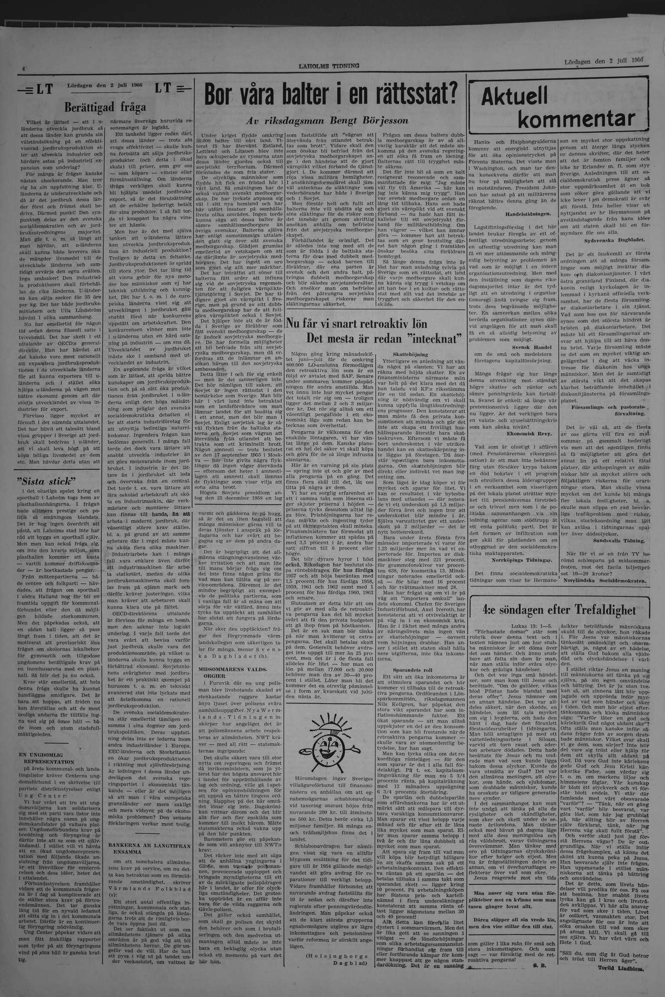 Laholms Tidning Lördag 2 juli 1966, sida 4