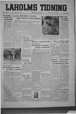 Förstasidan, Fredag 3 juni 1949