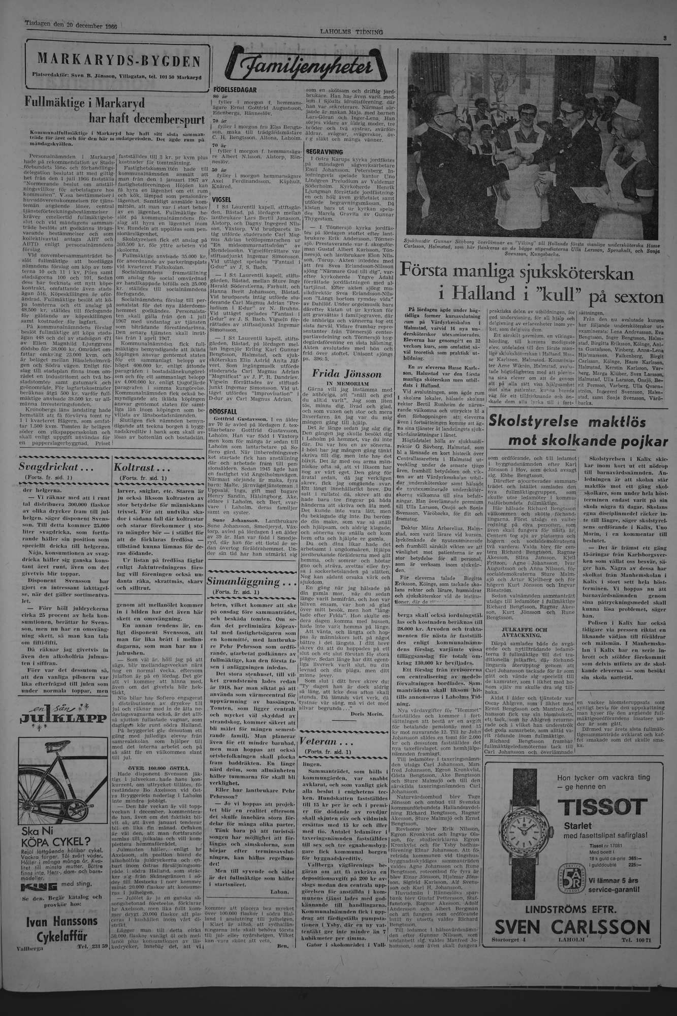 Laholms Tidning Tisdag 20 december 1966, sida 3