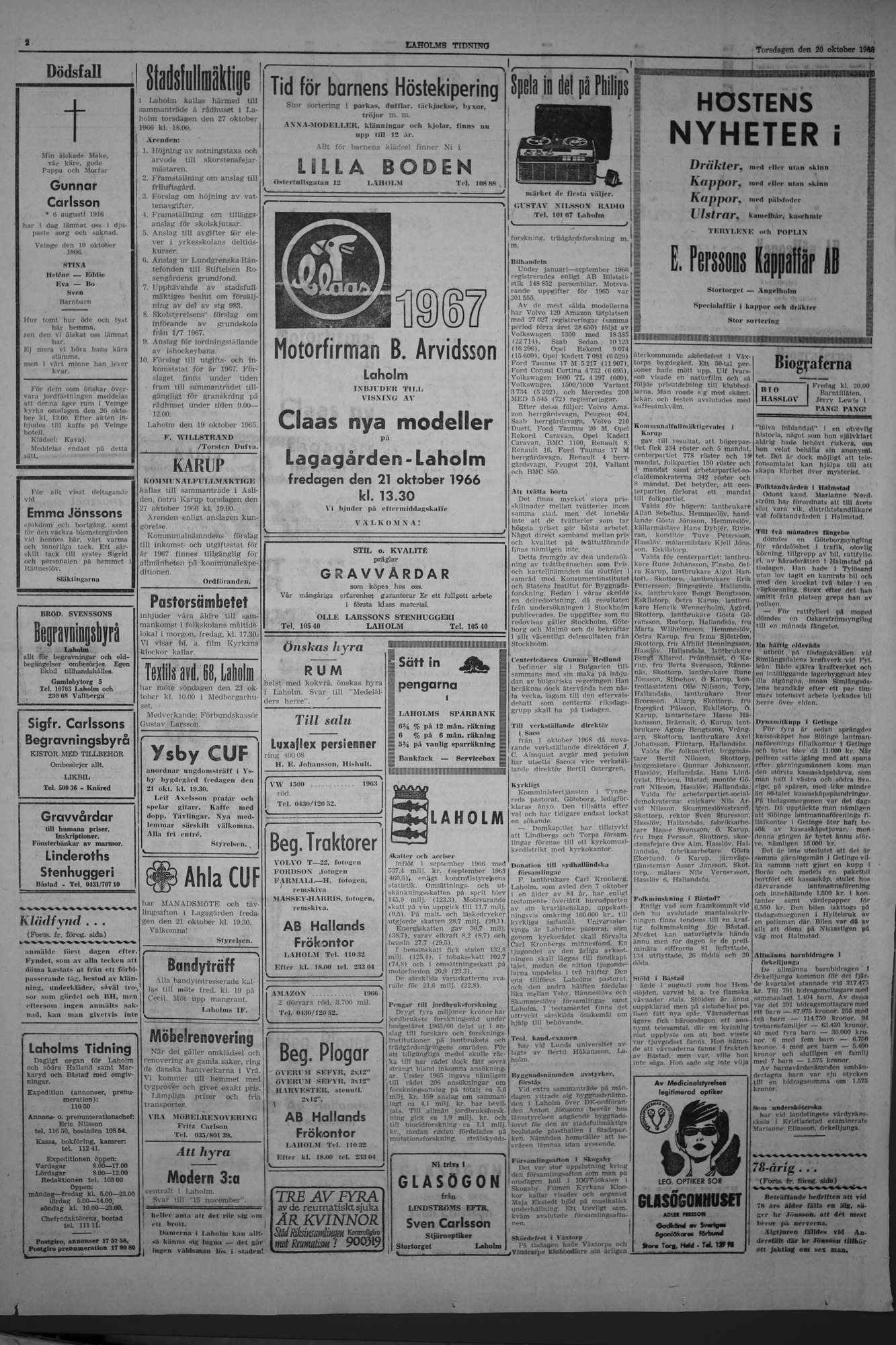 Laholms Tidning Torsdag 20 oktober 1966, sida 2