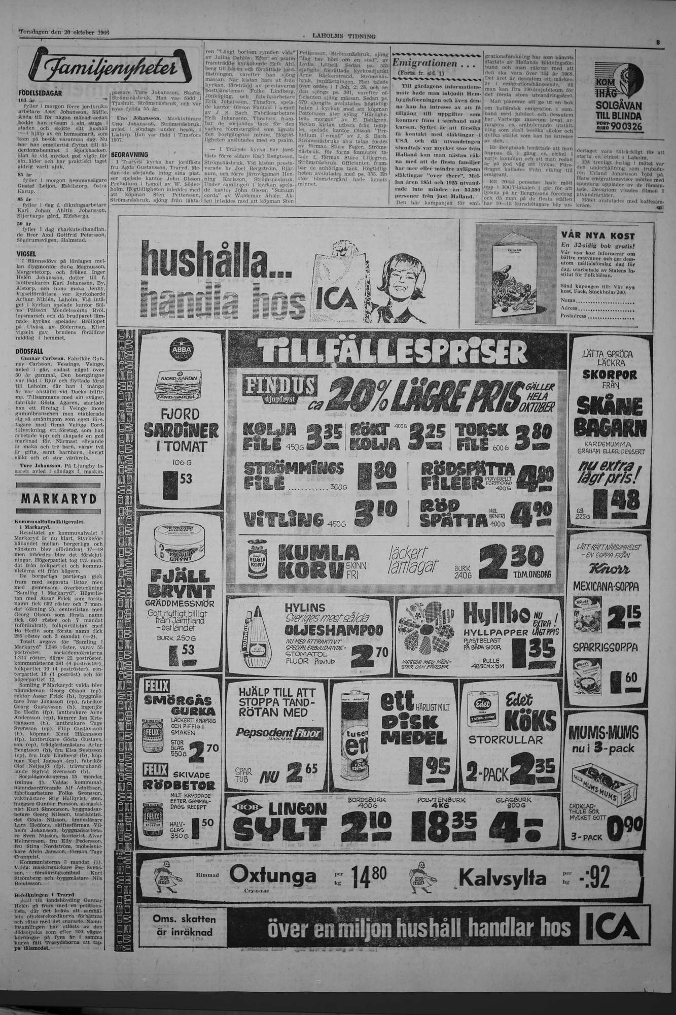 Laholms Tidning Torsdag 20 oktober 1966, sida 3