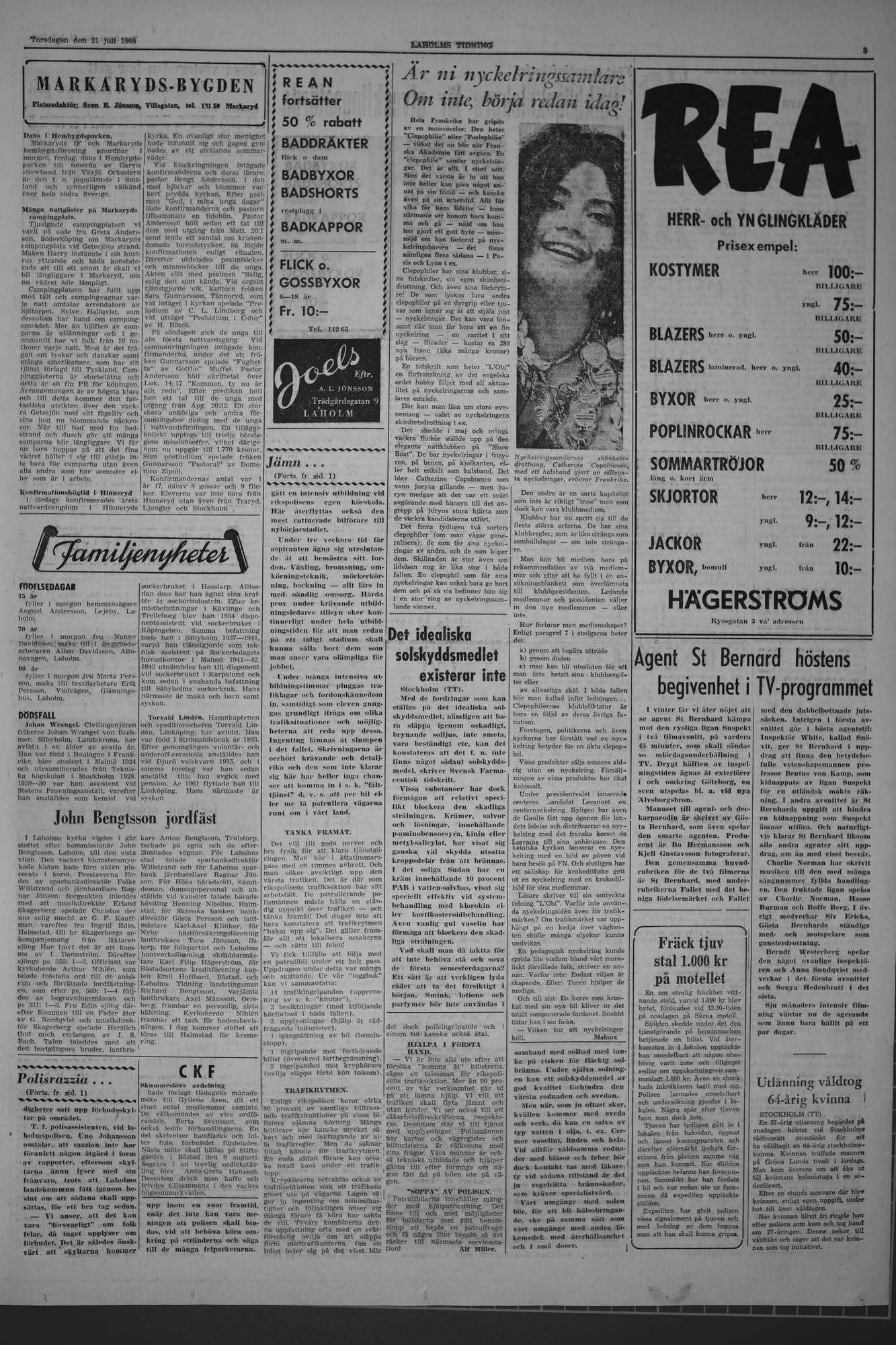 Laholms Tidning Torsdag 21 juli 1966, sida 3