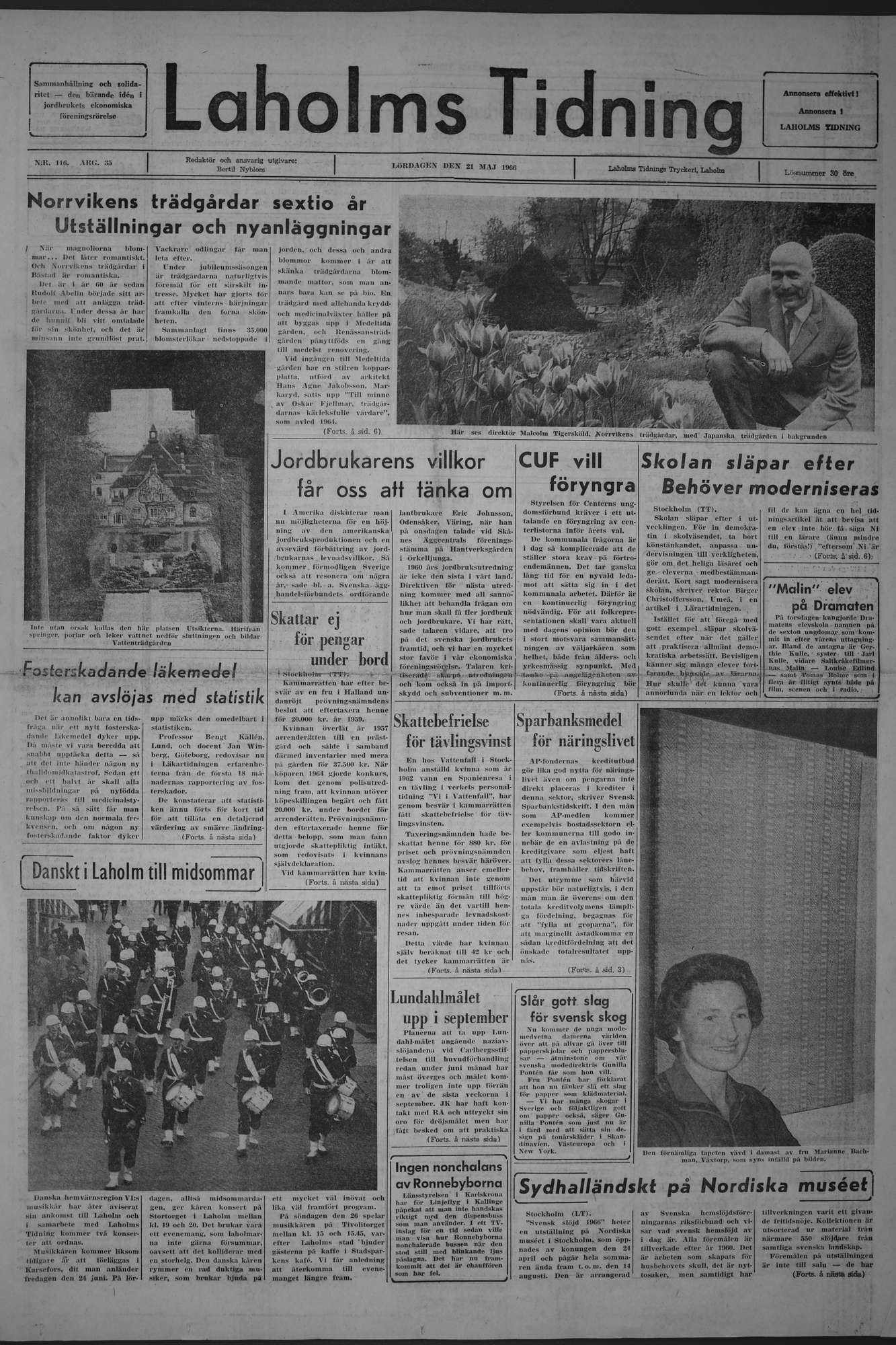 Laholms Tidning Lördag 21 maj 1966, sida 1