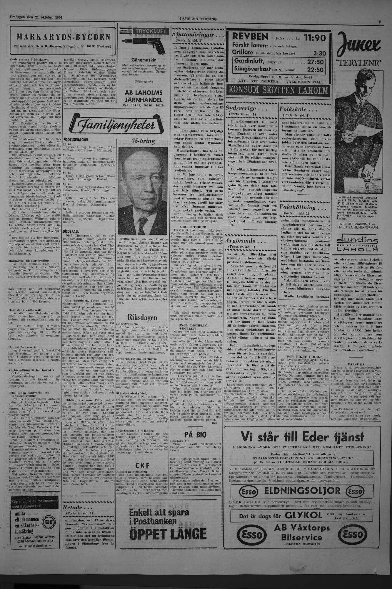 Laholms Tidning Fredag 21 oktober 1966, sida 3