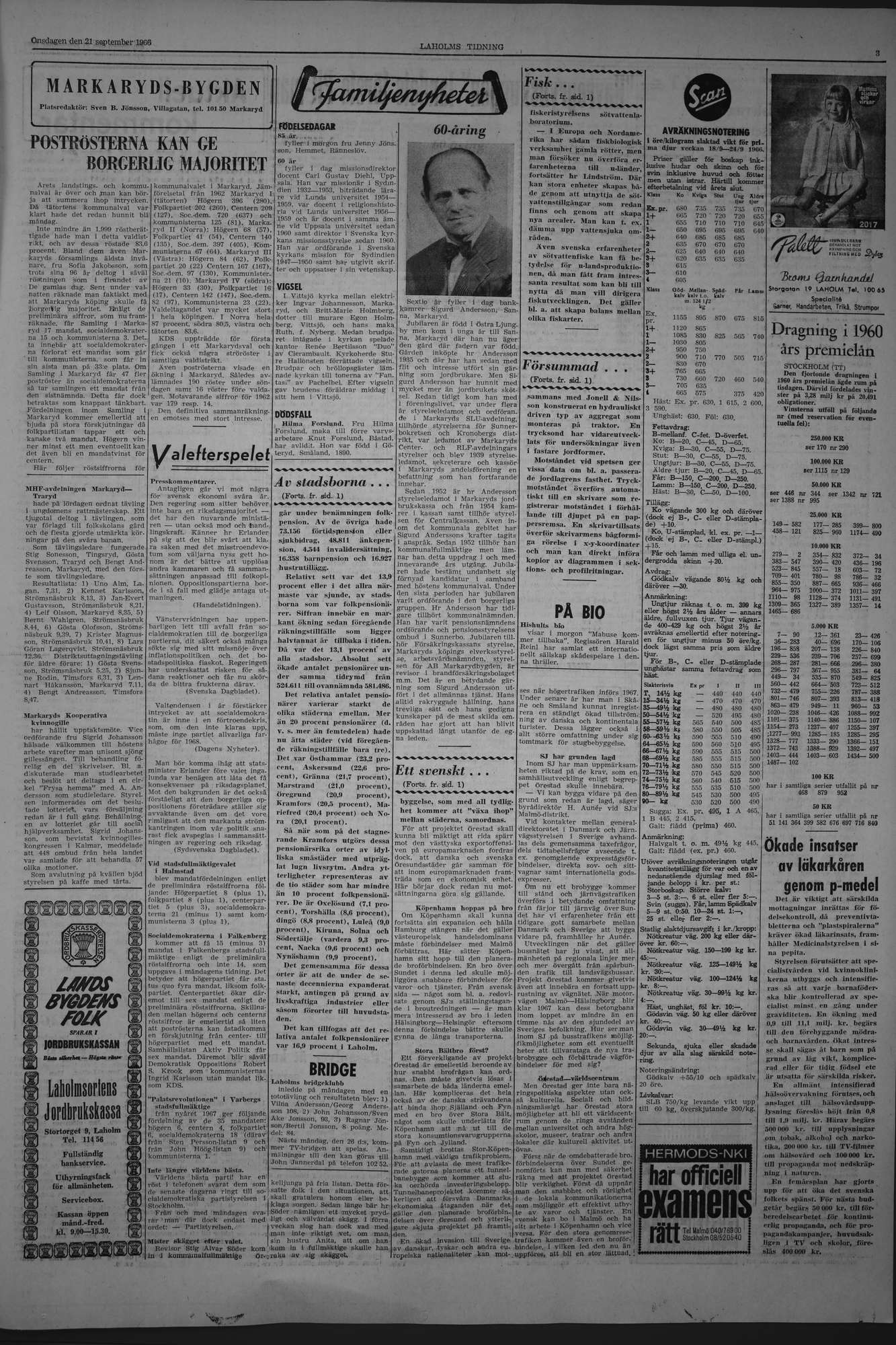 Laholms Tidning Onsdag 21 september 1966, sida 3
