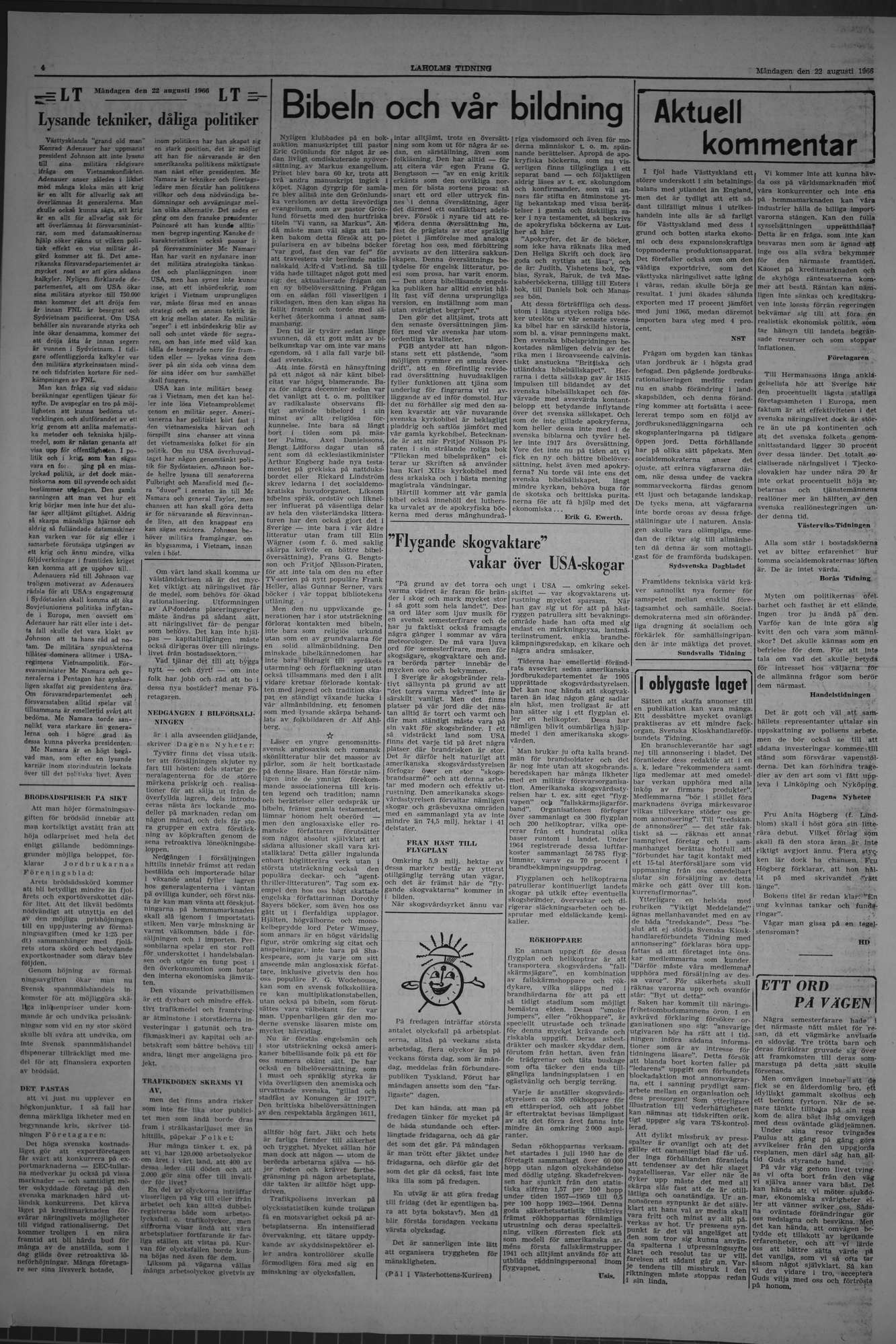 Laholms Tidning Måndag 22 augusti 1966, sida 4