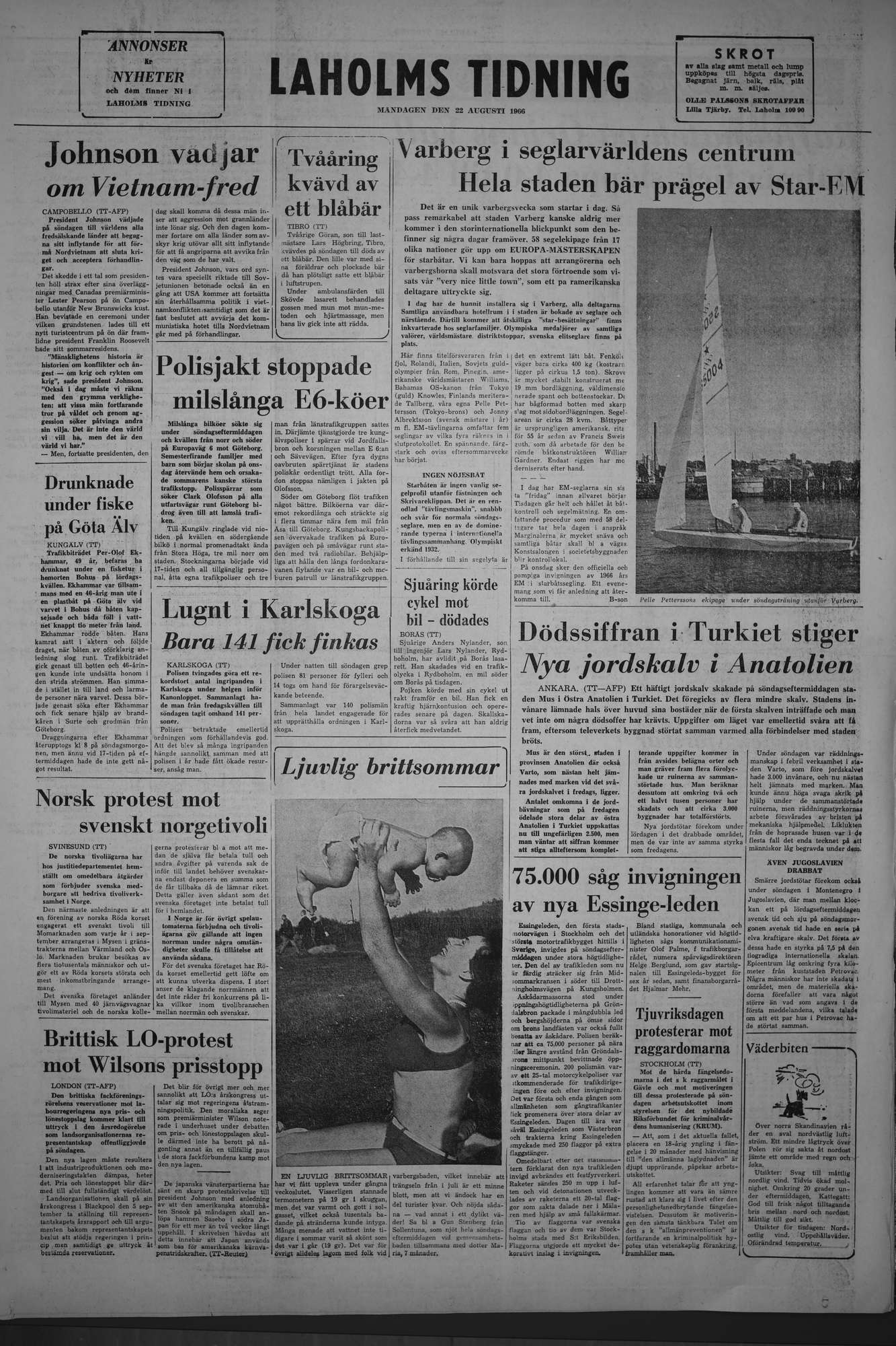 Laholms Tidning Måndag 22 augusti 1966, sida 8
