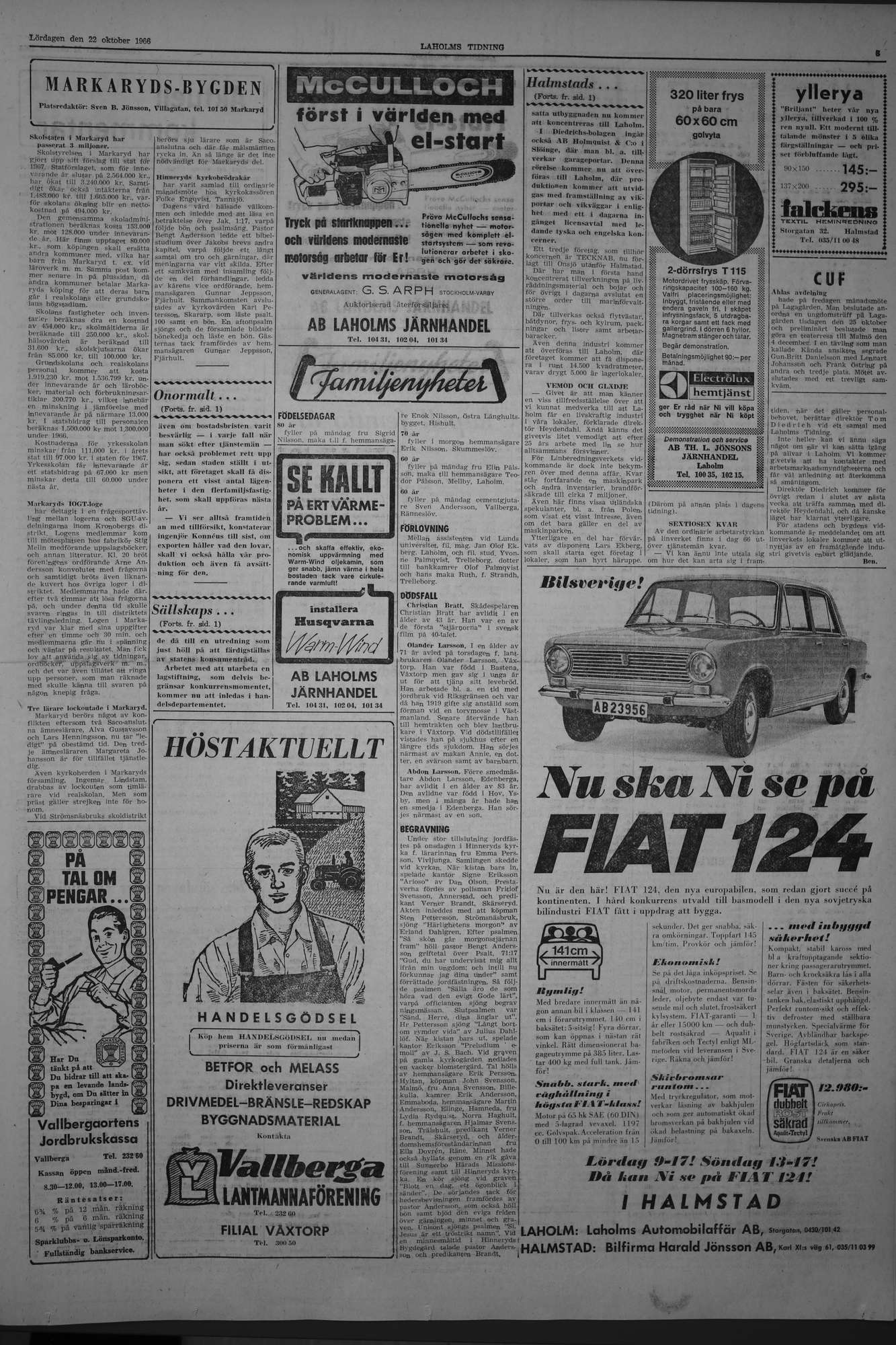 Laholms Tidning Lördag 22 oktober 1966, sida 3