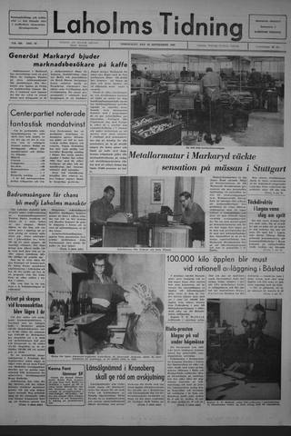 Förstasidan, Torsdag 22 september 1966