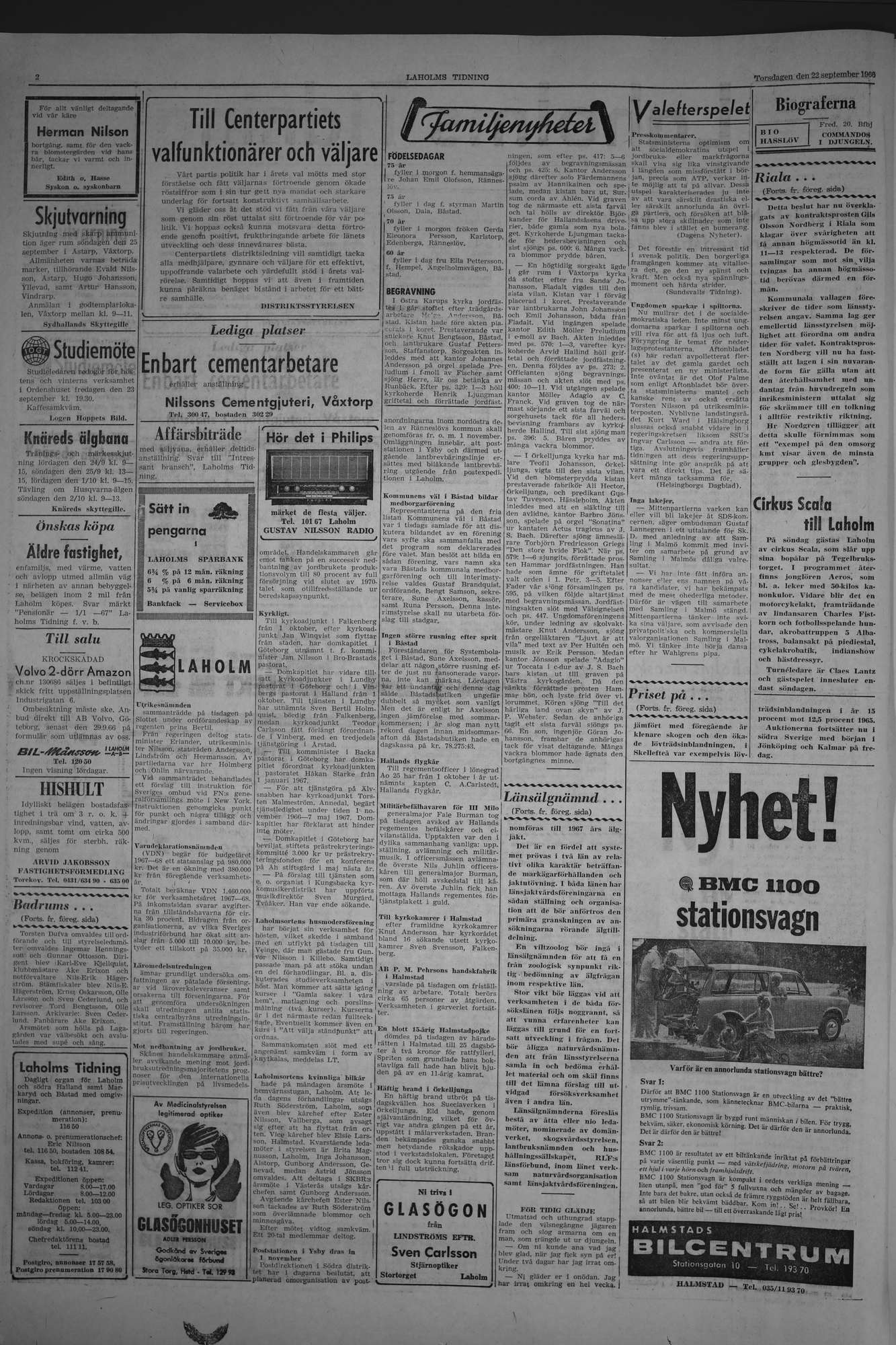 Laholms Tidning Torsdag 22 september 1966, sida 2