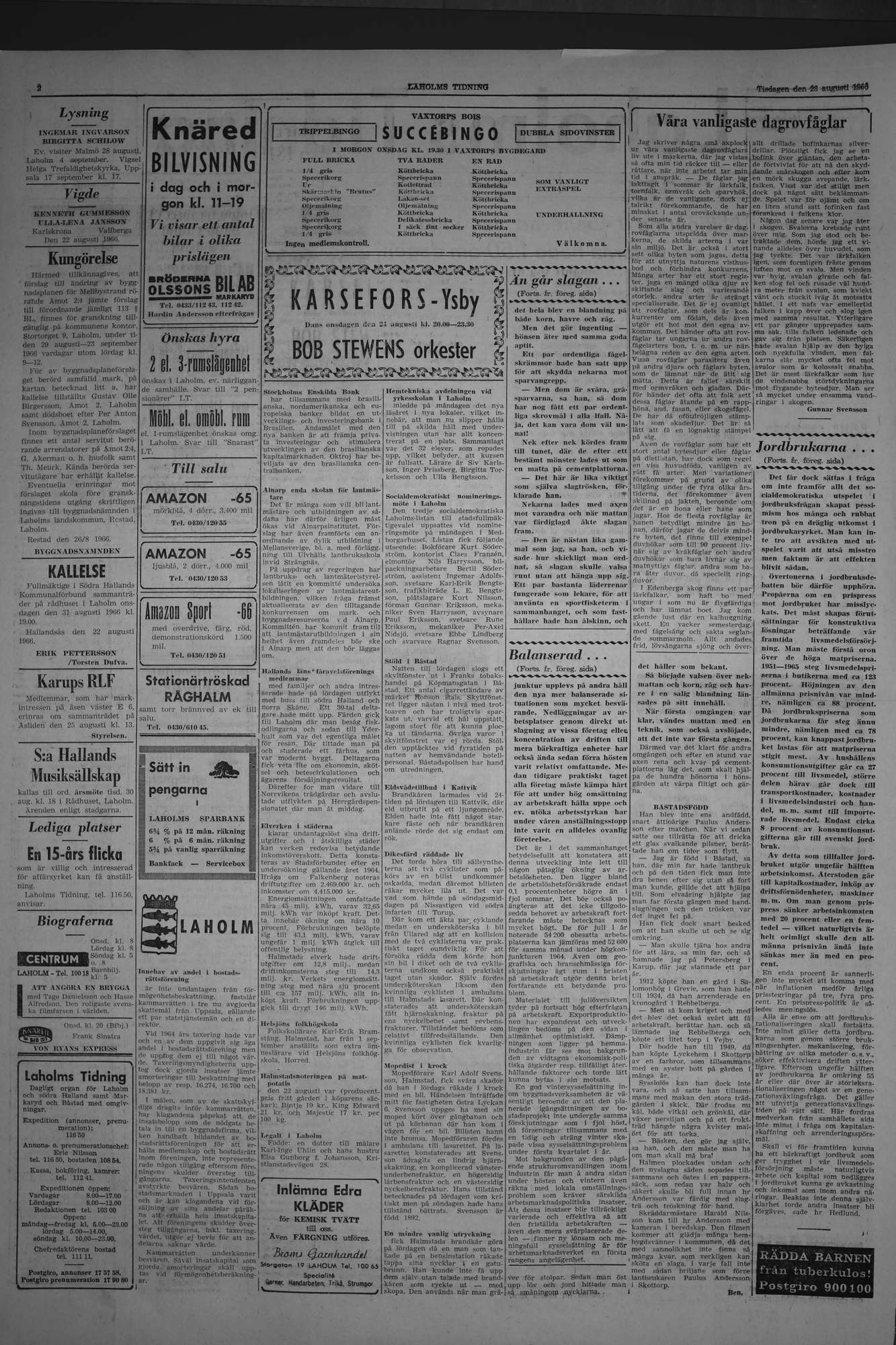 Laholms Tidning Tisdag 23 augusti 1966, sida 2
