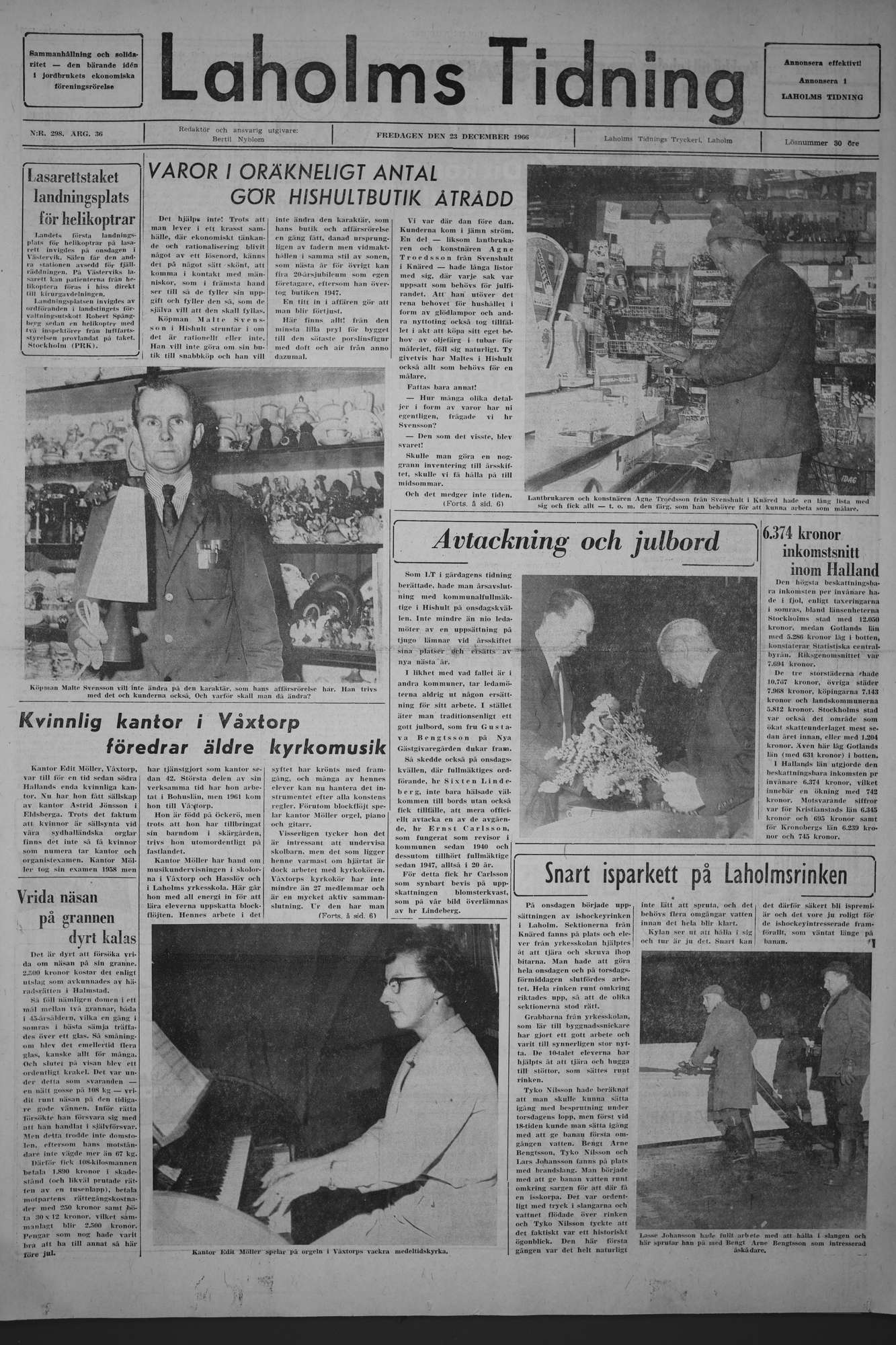 Laholms Tidning Fredag 23 december 1966, sida 1
