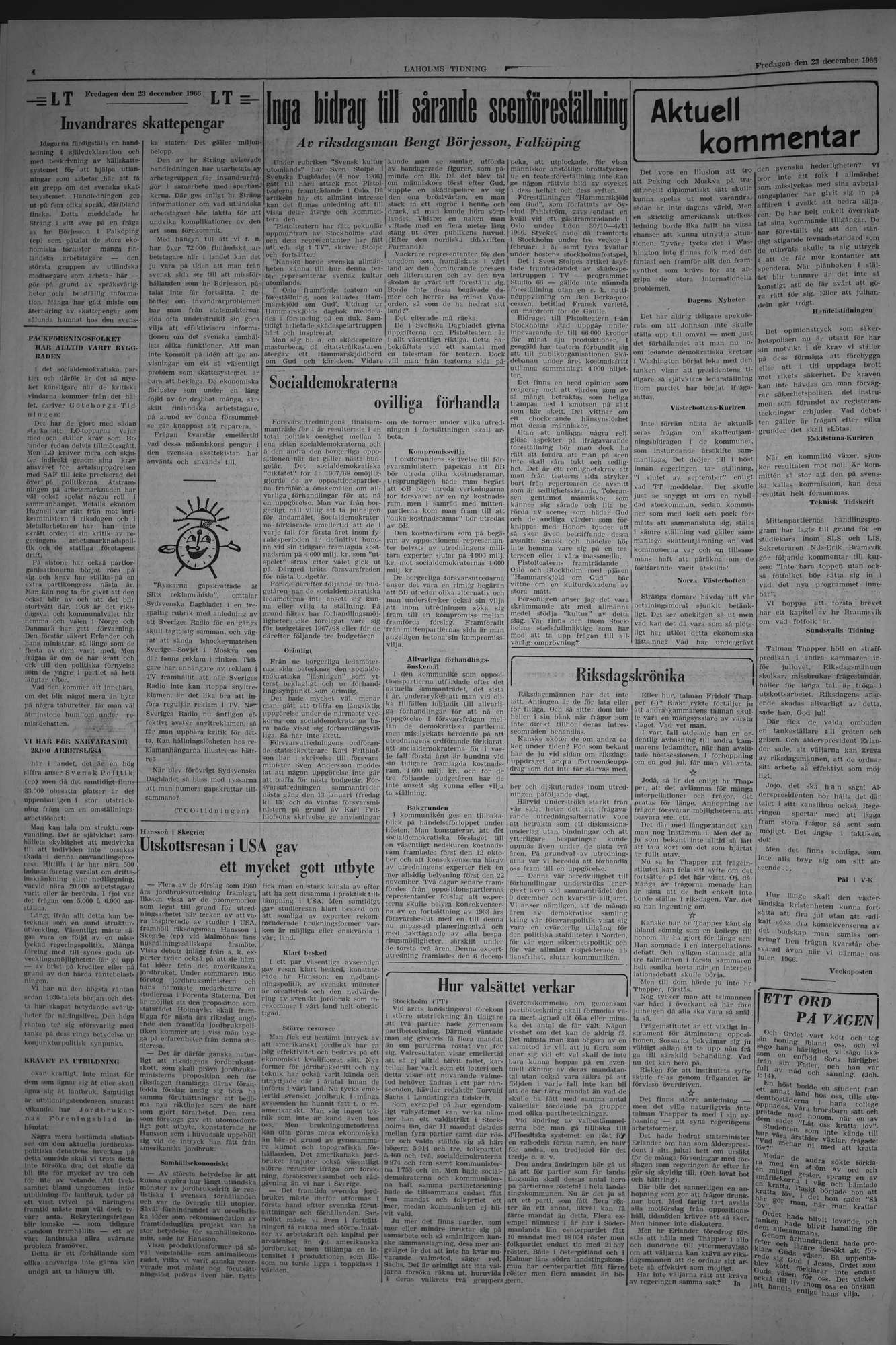Laholms Tidning Fredag 23 december 1966, sida 4