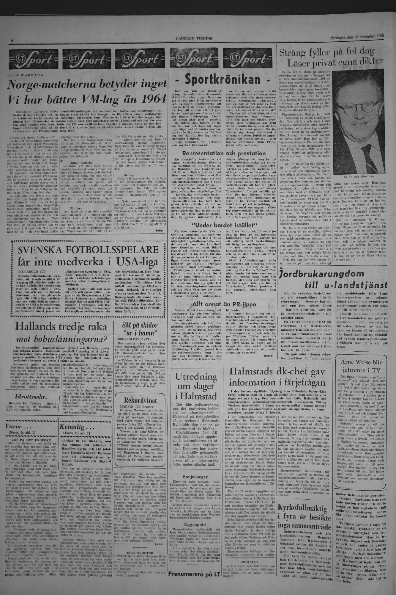 Laholms Tidning Fredag 23 december 1966, sida 6