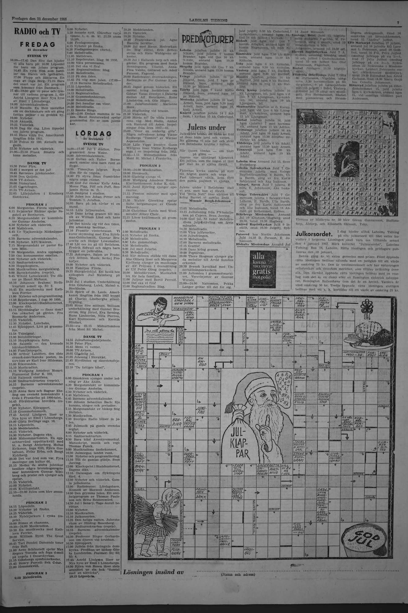 Laholms Tidning Fredag 23 december 1966, sida 7