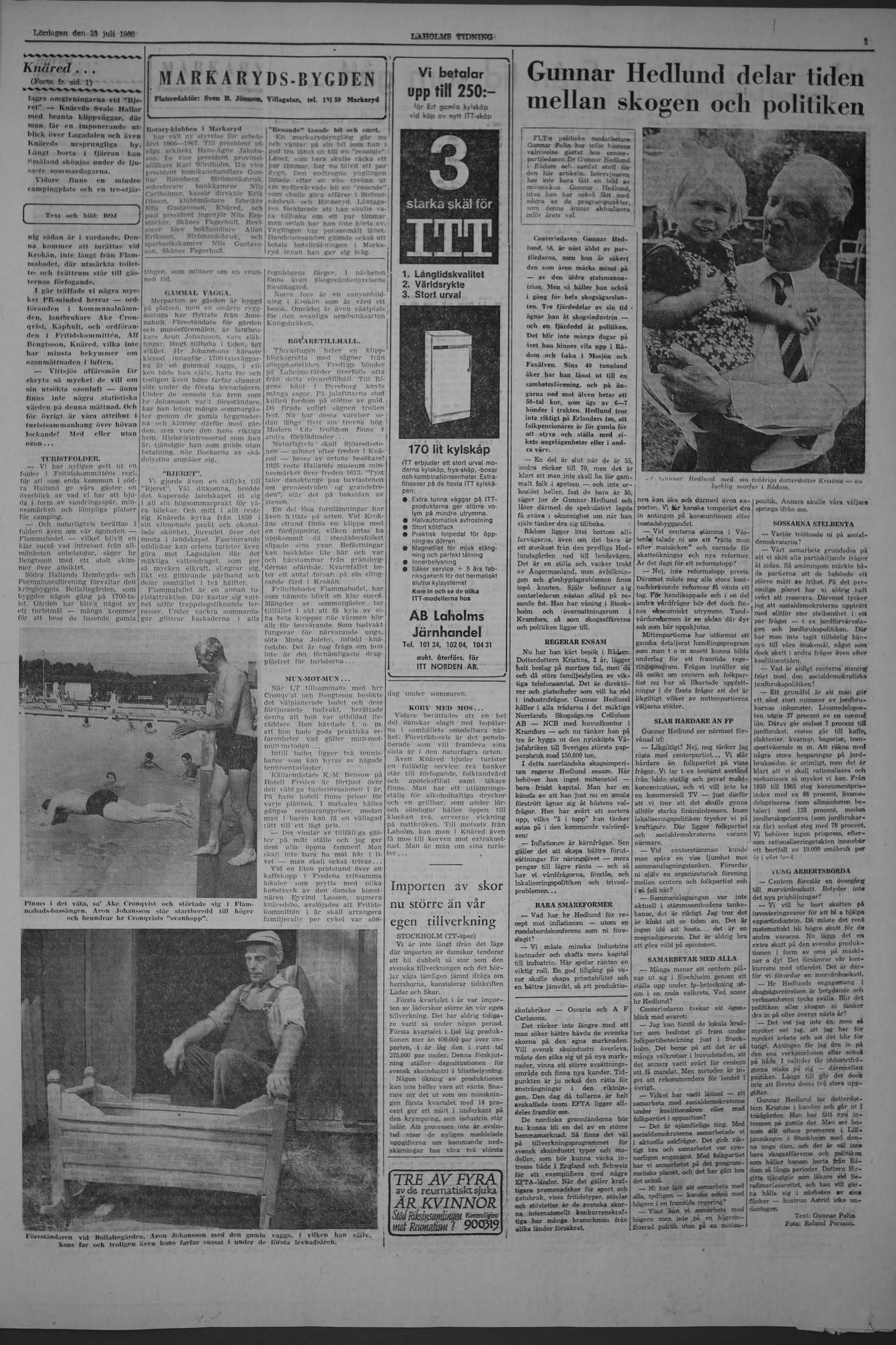 Laholms Tidning Lördag 23 juli 1966, sida 3