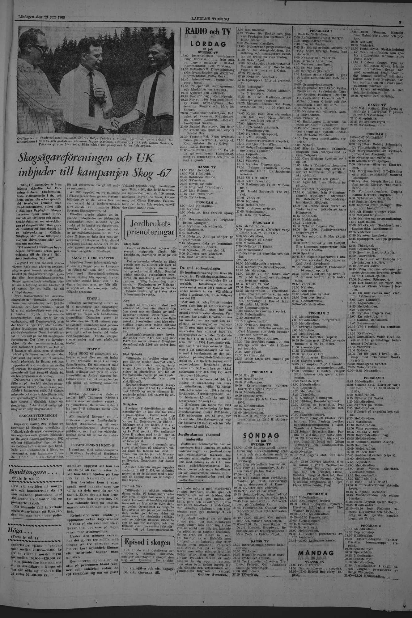 Laholms Tidning Lördag 23 juli 1966, sida 7