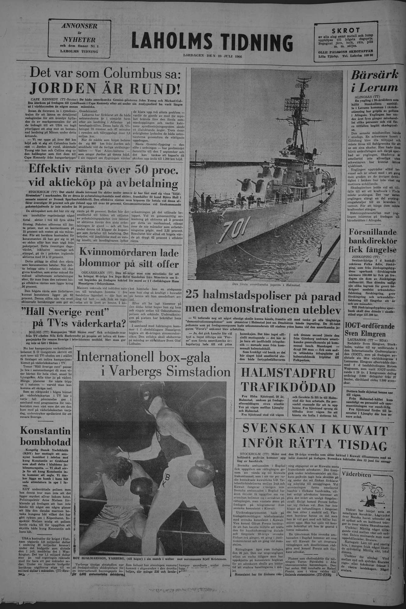 Laholms Tidning Lördag 23 juli 1966, sida 8