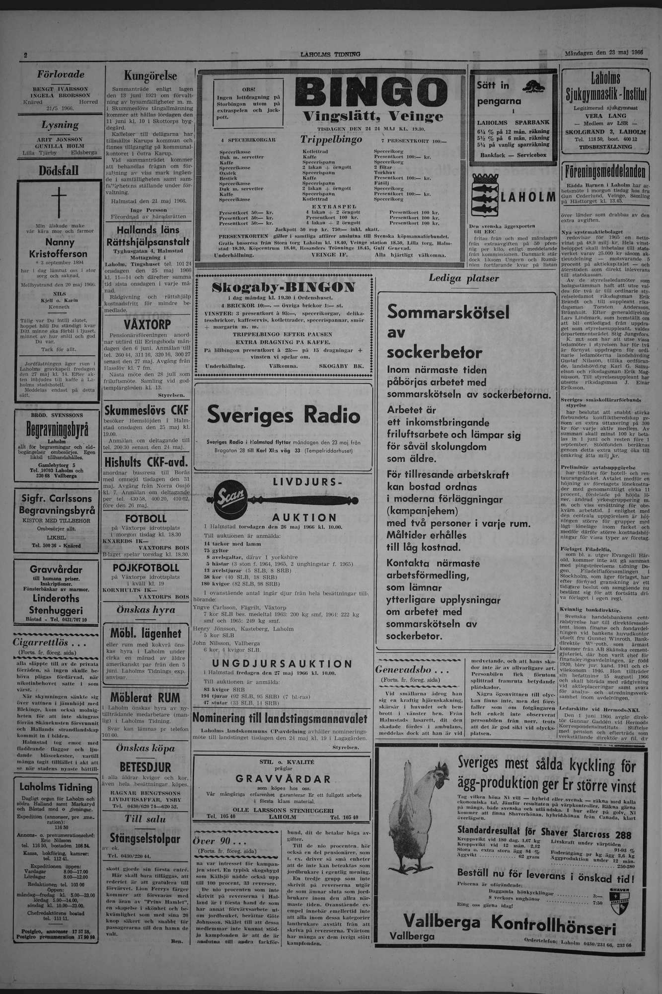 Laholms Tidning Måndag 23 maj 1966, sida 2
