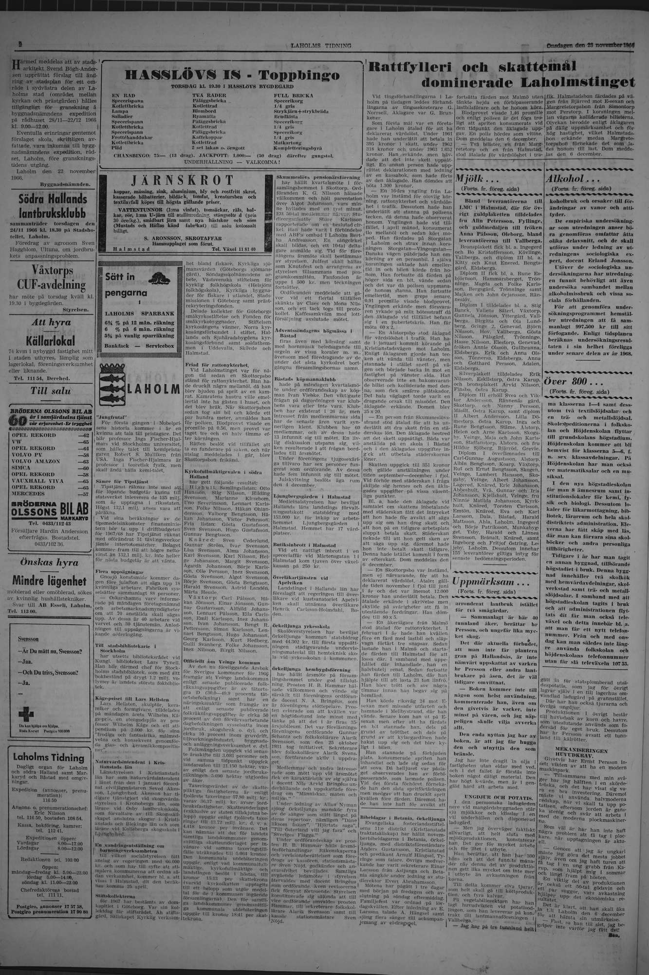 Laholms Tidning Onsdag 23 november 1966, sida 2