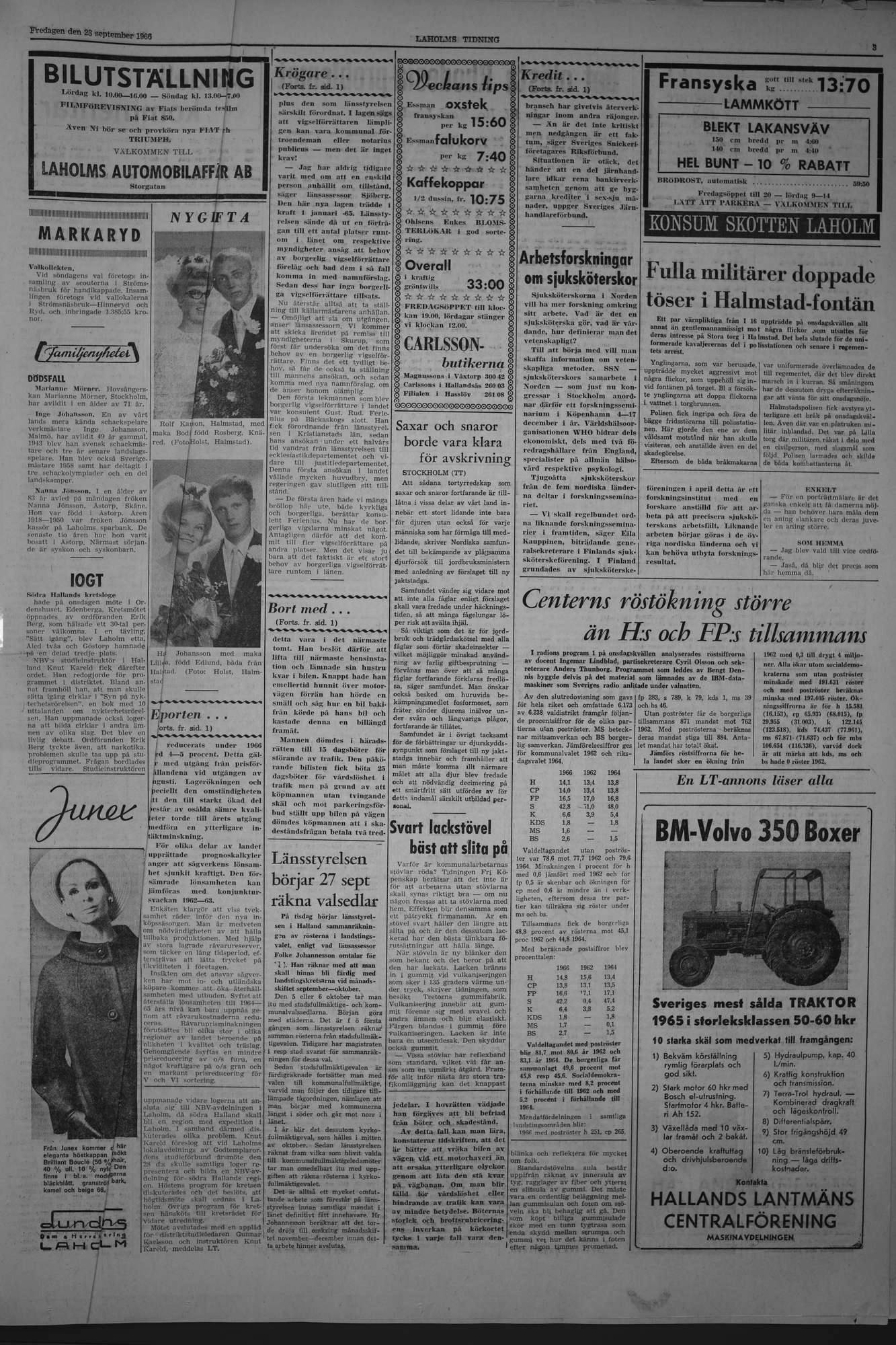 Laholms Tidning Fredag 23 september 1966, sida 3