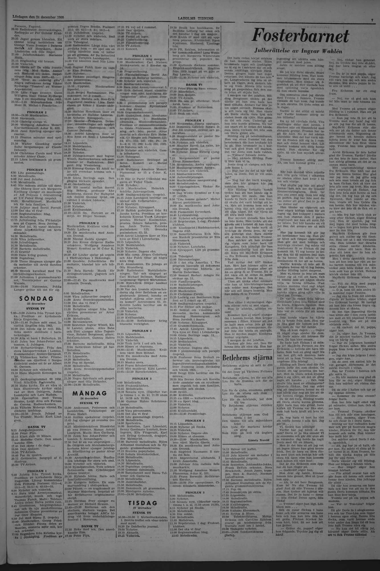 Laholms Tidning Lördag 24 december 1966, sida 7