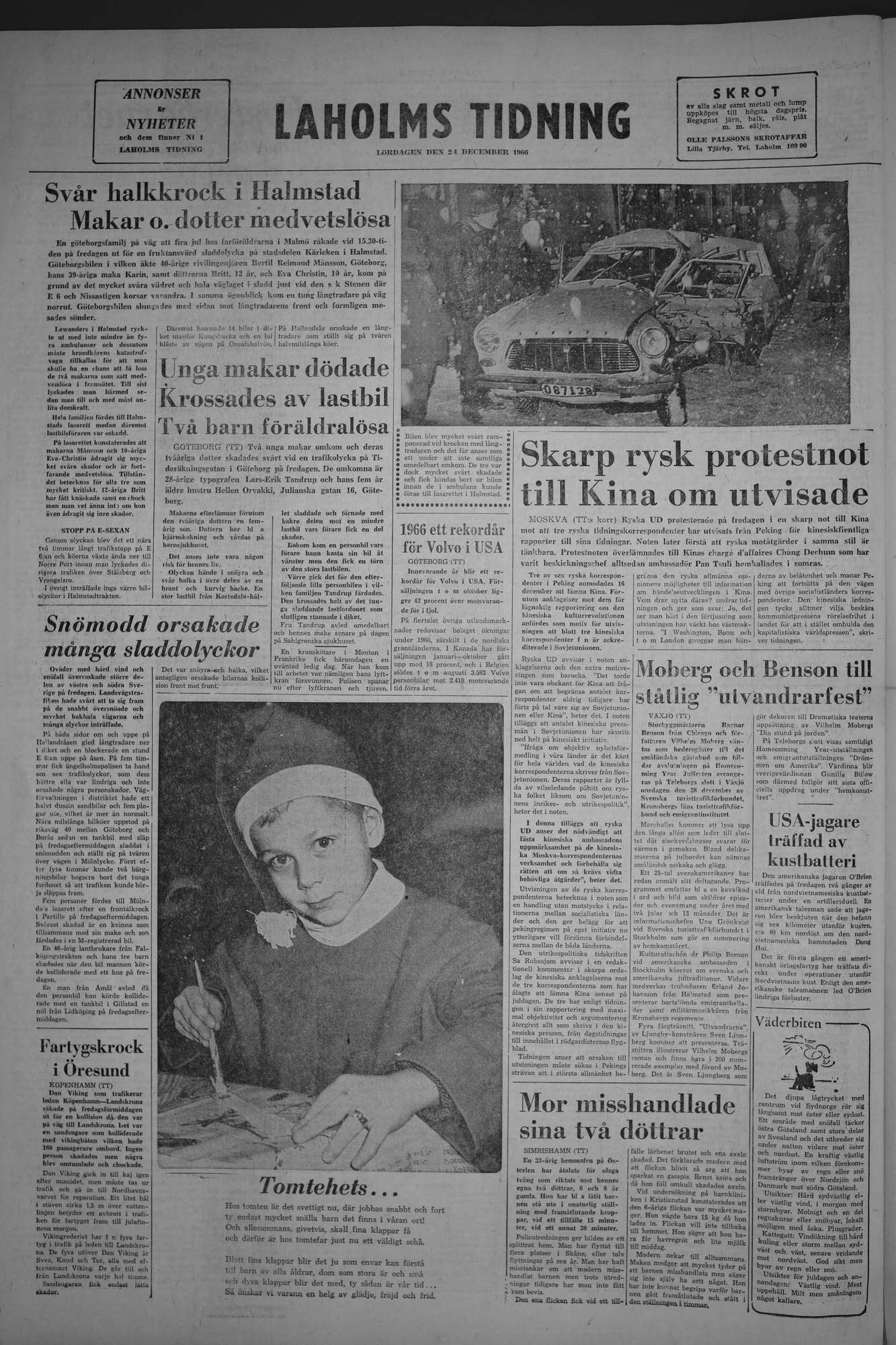 Laholms Tidning Lördag 24 december 1966, sida 8