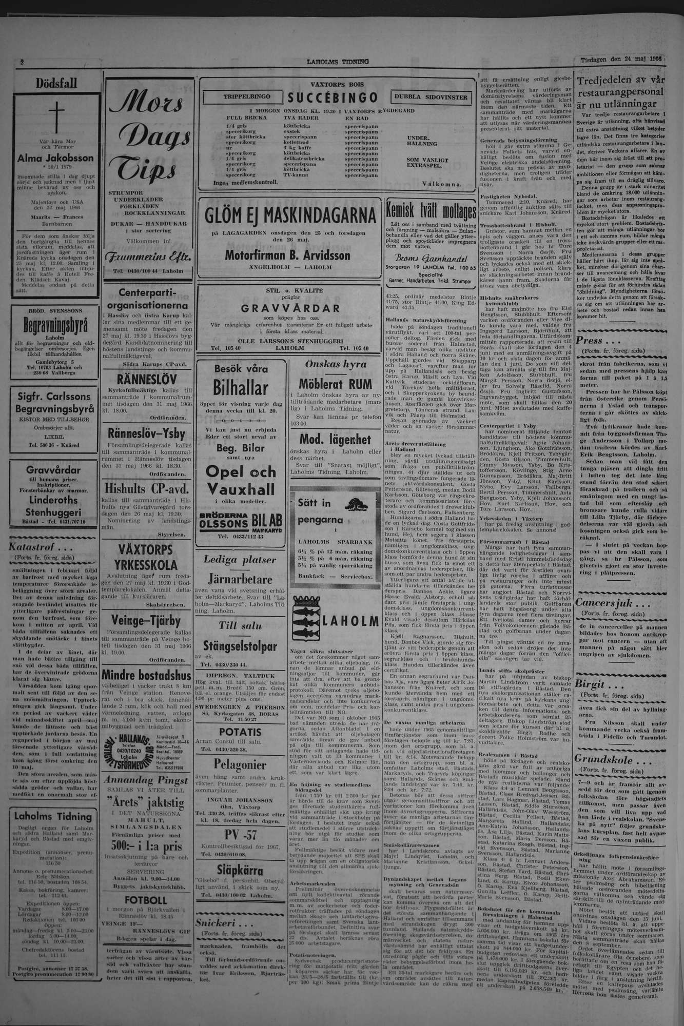 Laholms Tidning Tisdag 24 maj 1966, sida 2