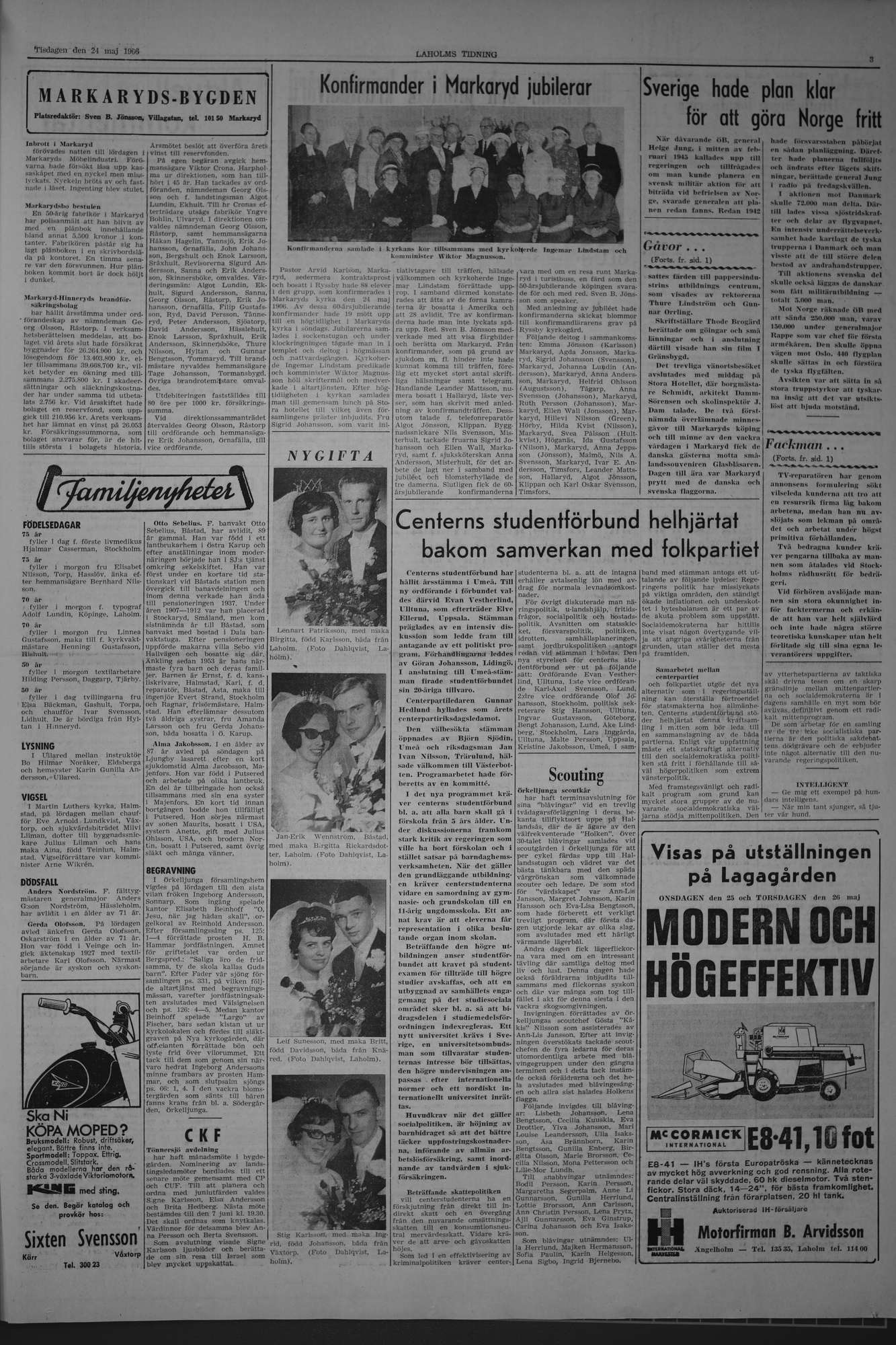 Laholms Tidning Tisdag 24 maj 1966, sida 3