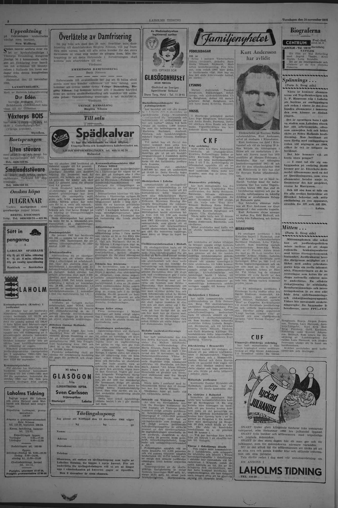 Laholms Tidning Torsdag 24 november 1966, sida 2