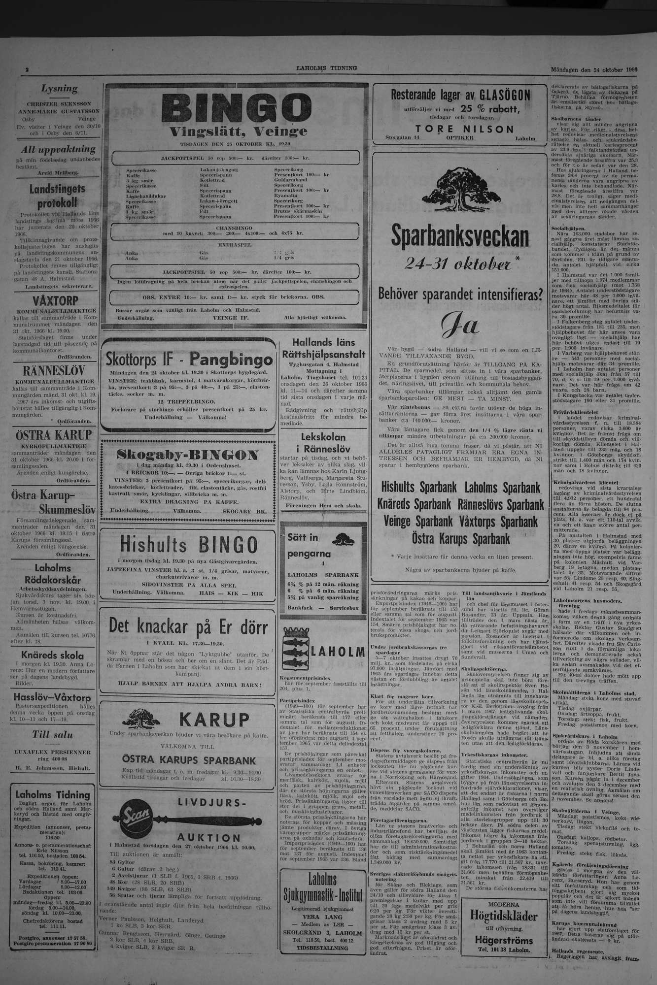 Laholms Tidning Måndag 24 oktober 1966, sida 2