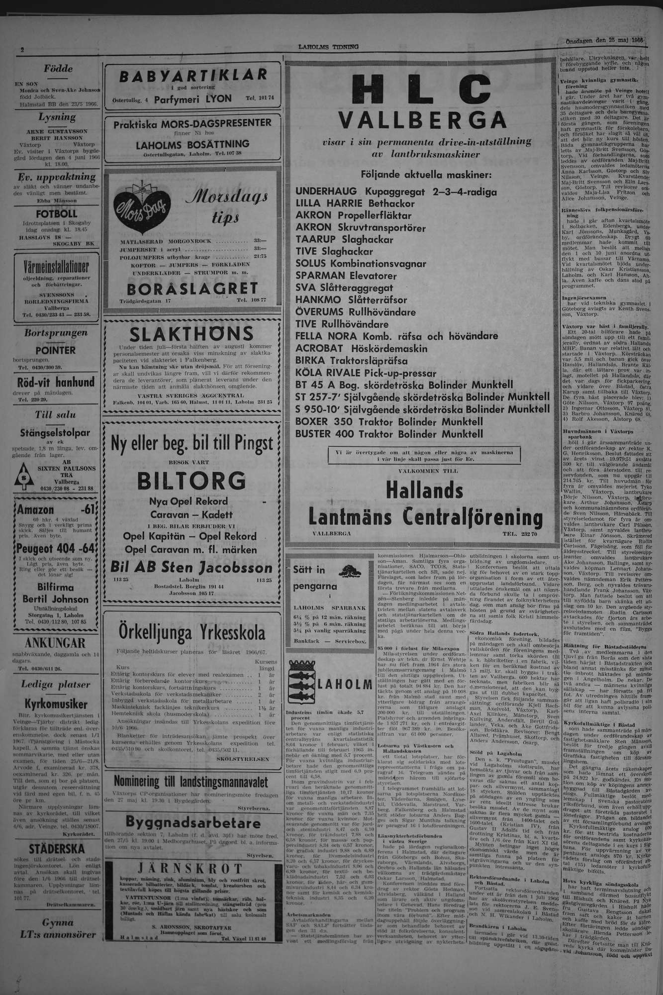 Laholms Tidning Onsdag 25 maj 1966, sida 2