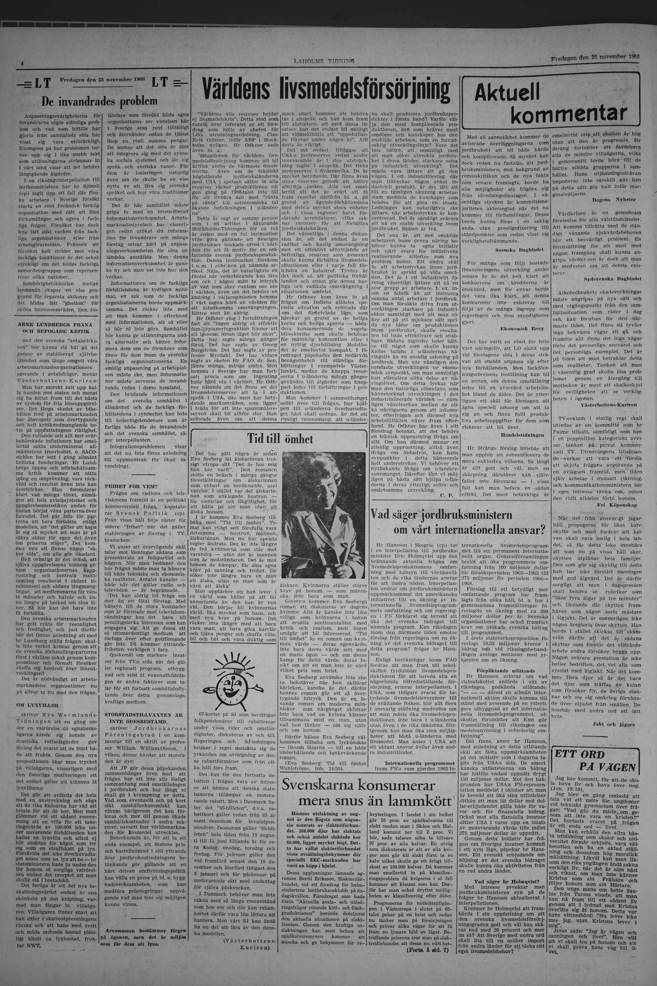 Laholms Tidning Fredag 25 november 1966, sida 4