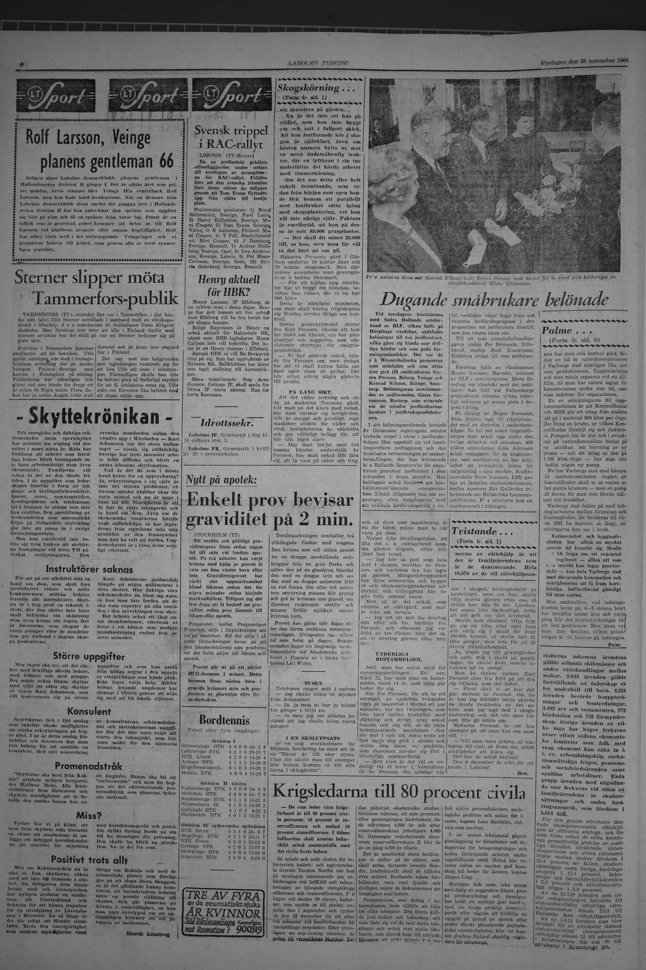 Laholms Tidning Fredag 25 november 1966, sida 6