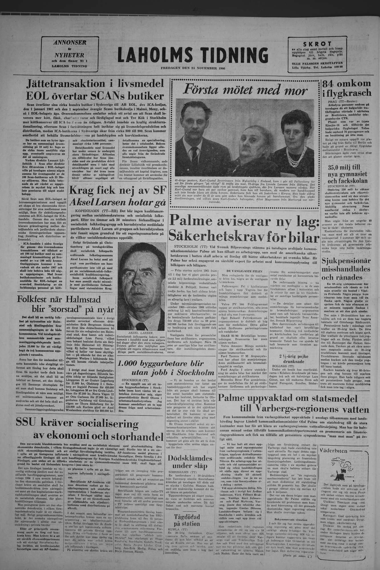 Laholms Tidning Fredag 25 november 1966, sida 8