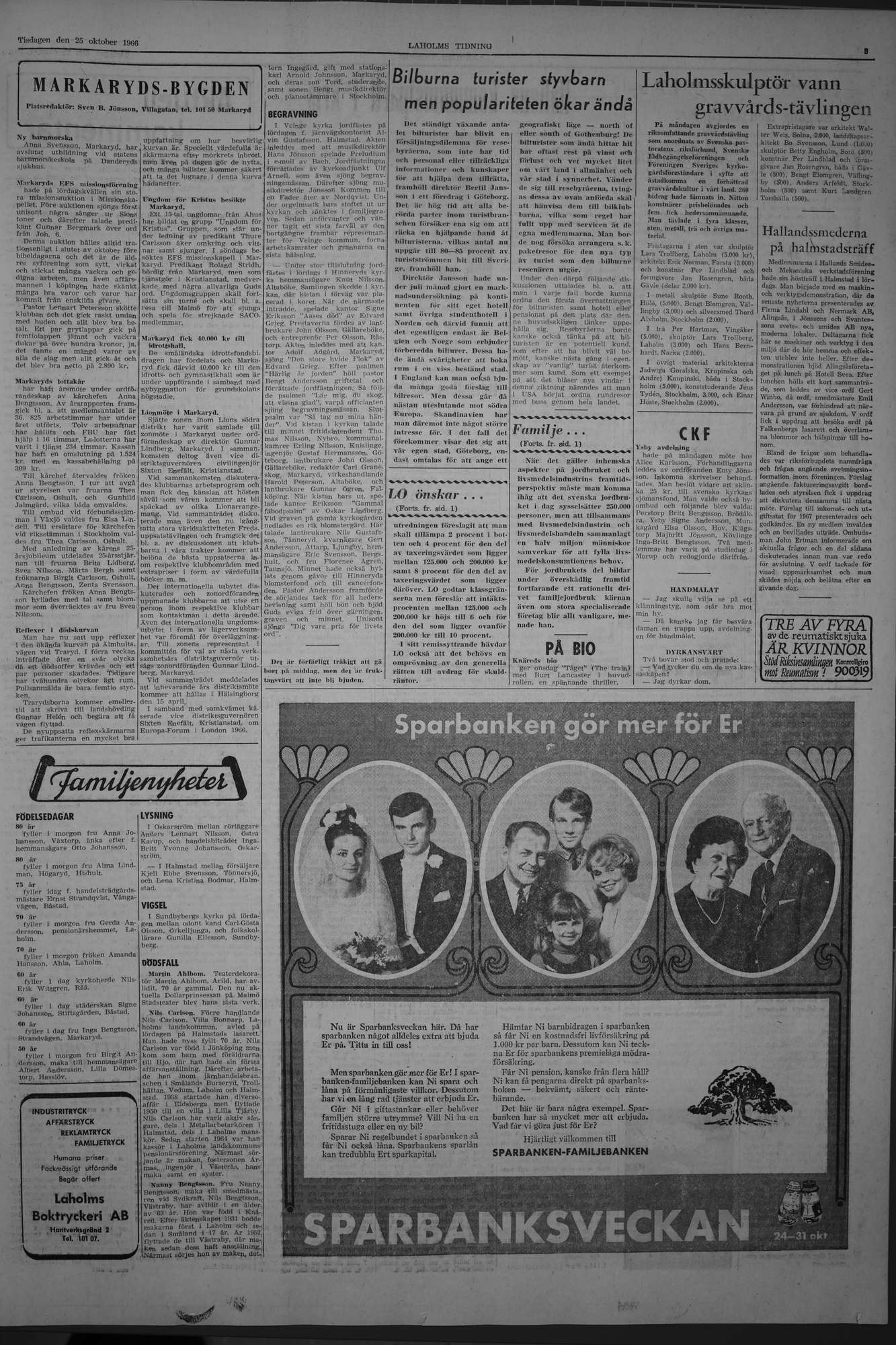 Laholms Tidning Tisdag 25 oktober 1966, sida 3
