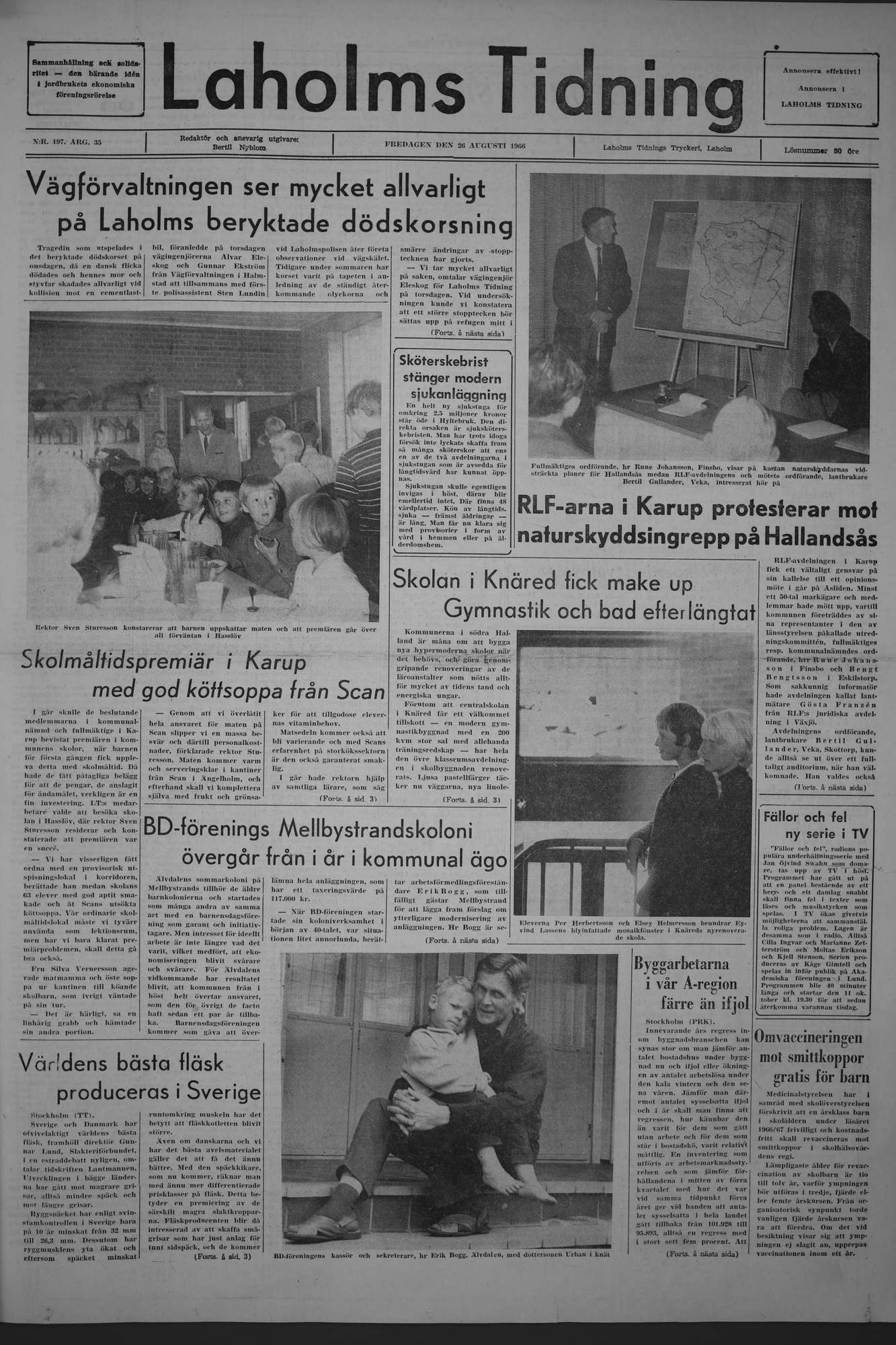 Laholms Tidning Fredag 26 augusti 1966, sida 1