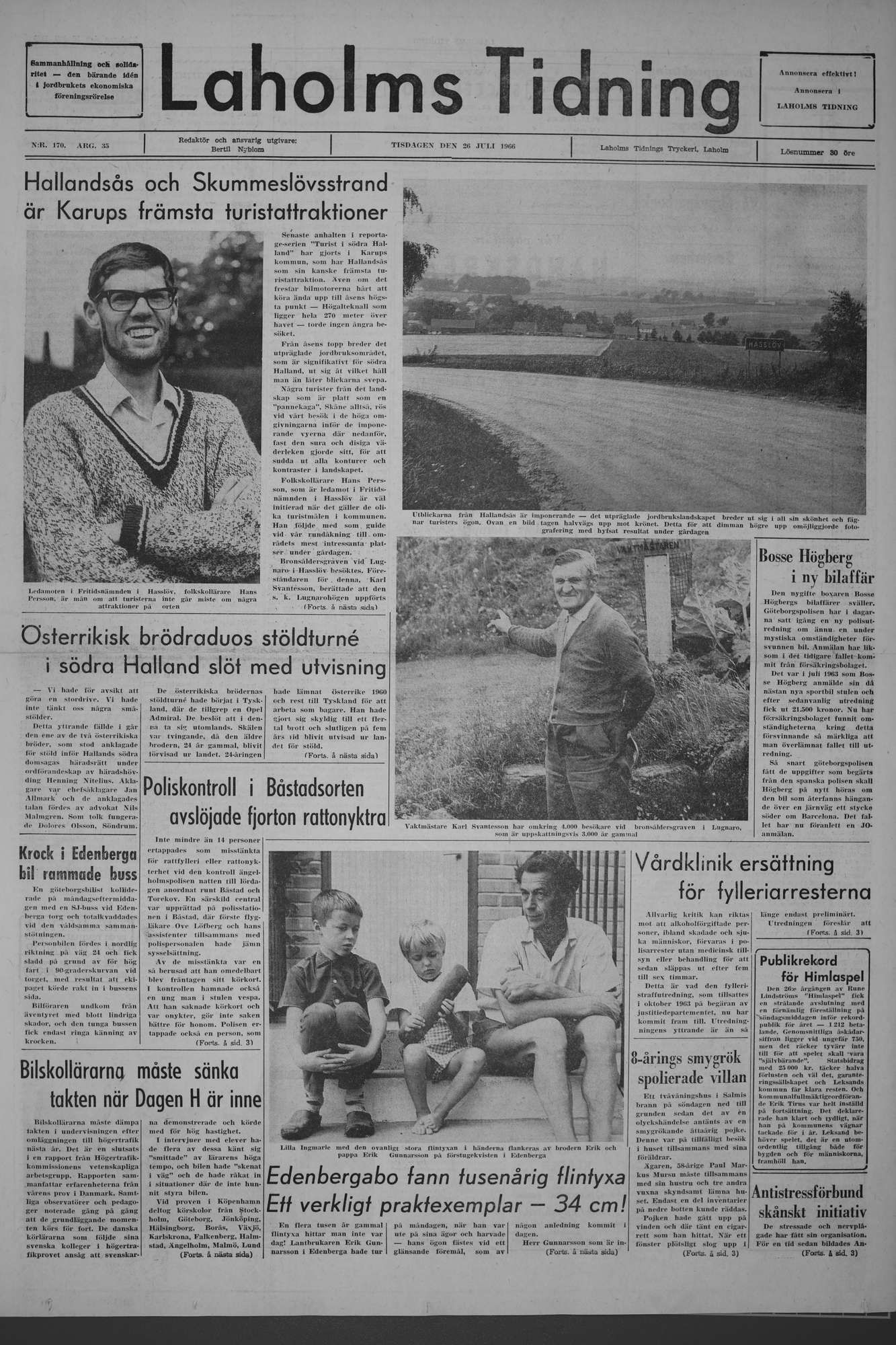 Laholms Tidning Tisdag 26 juli 1966, sida 1