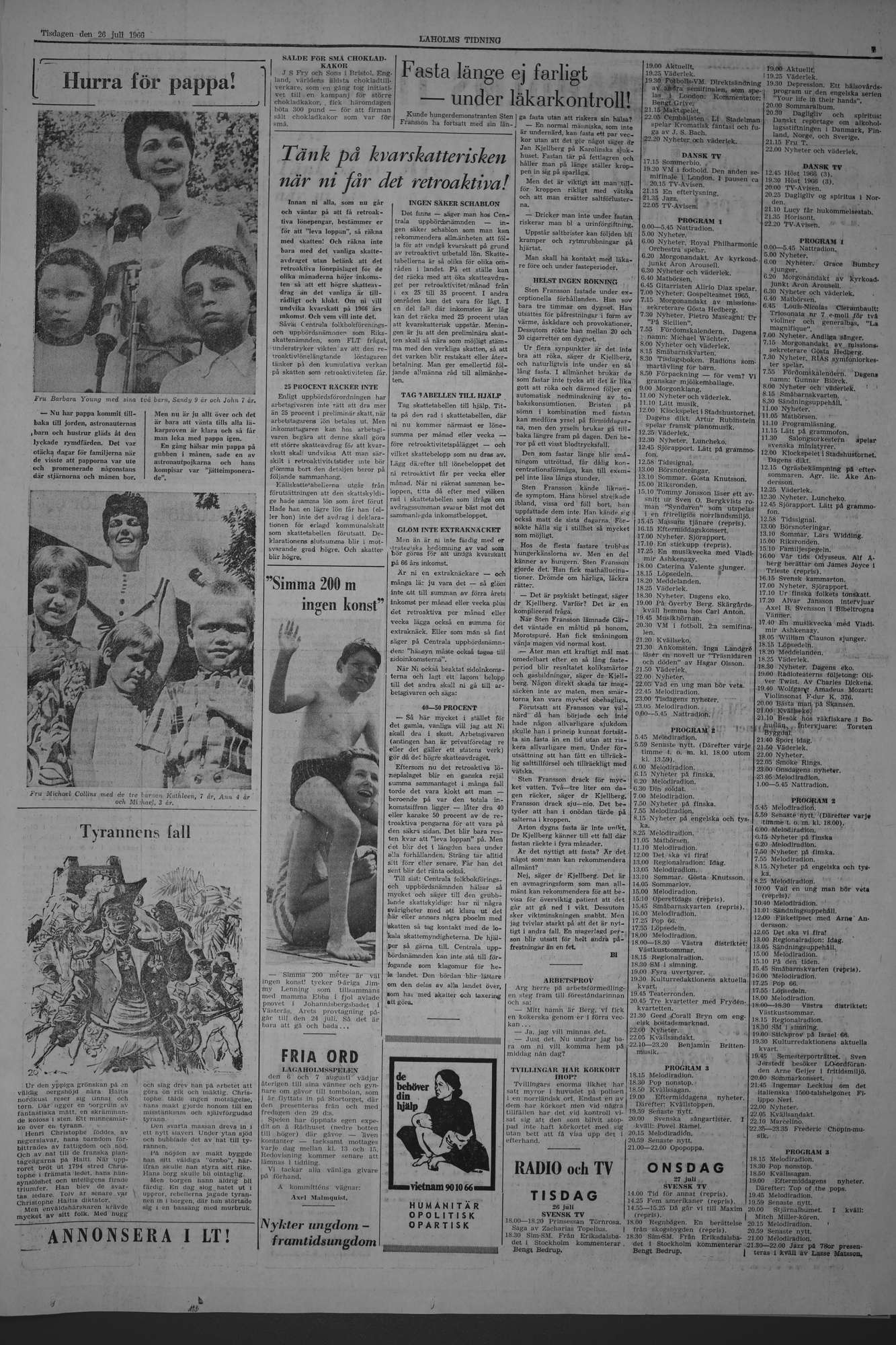 Laholms Tidning Tisdag 26 juli 1966, sida 7