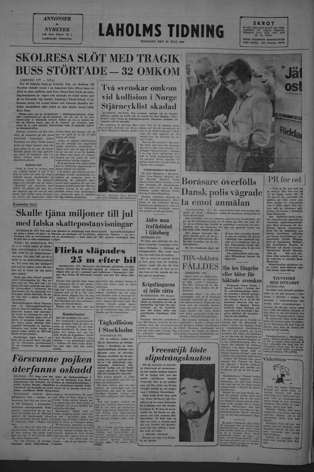 Laholms Tidning Tisdag 26 juli 1966, sida 8