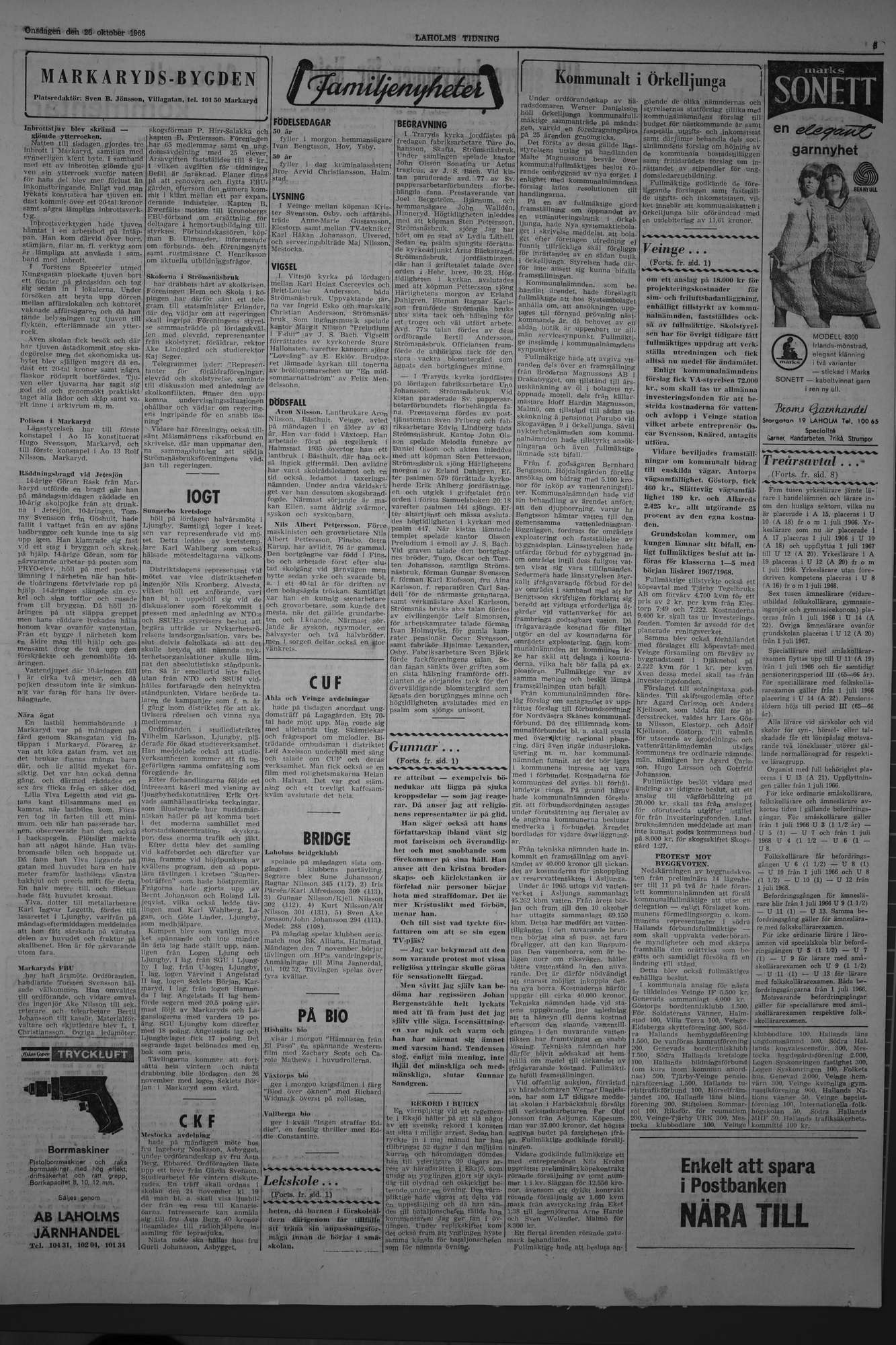 Laholms Tidning Onsdag 26 oktober 1966, sida 3