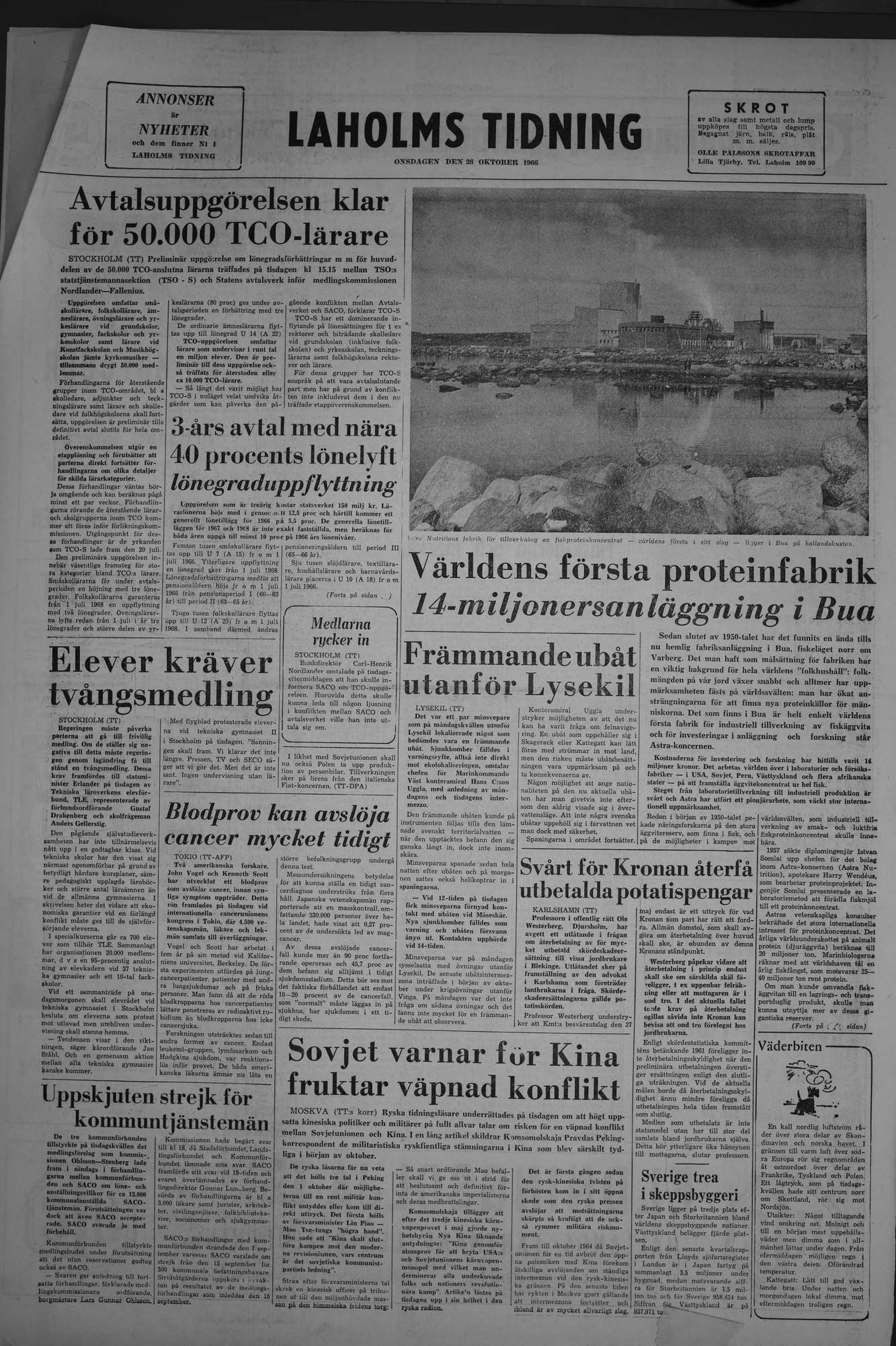Laholms Tidning Onsdag 26 oktober 1966, sida 8