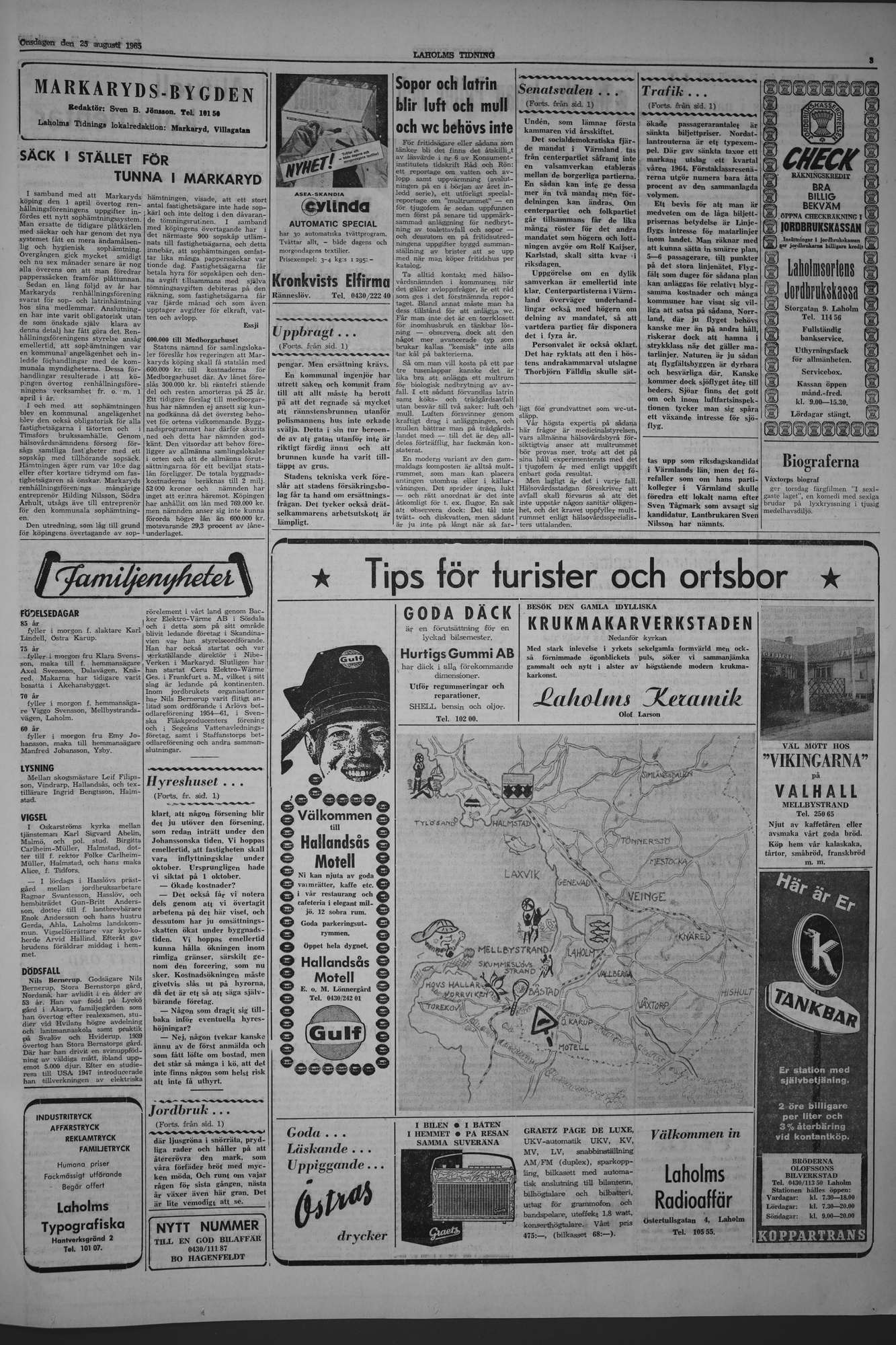 Laholms Tidning Onsdag 25 augusti 1965, sida 3