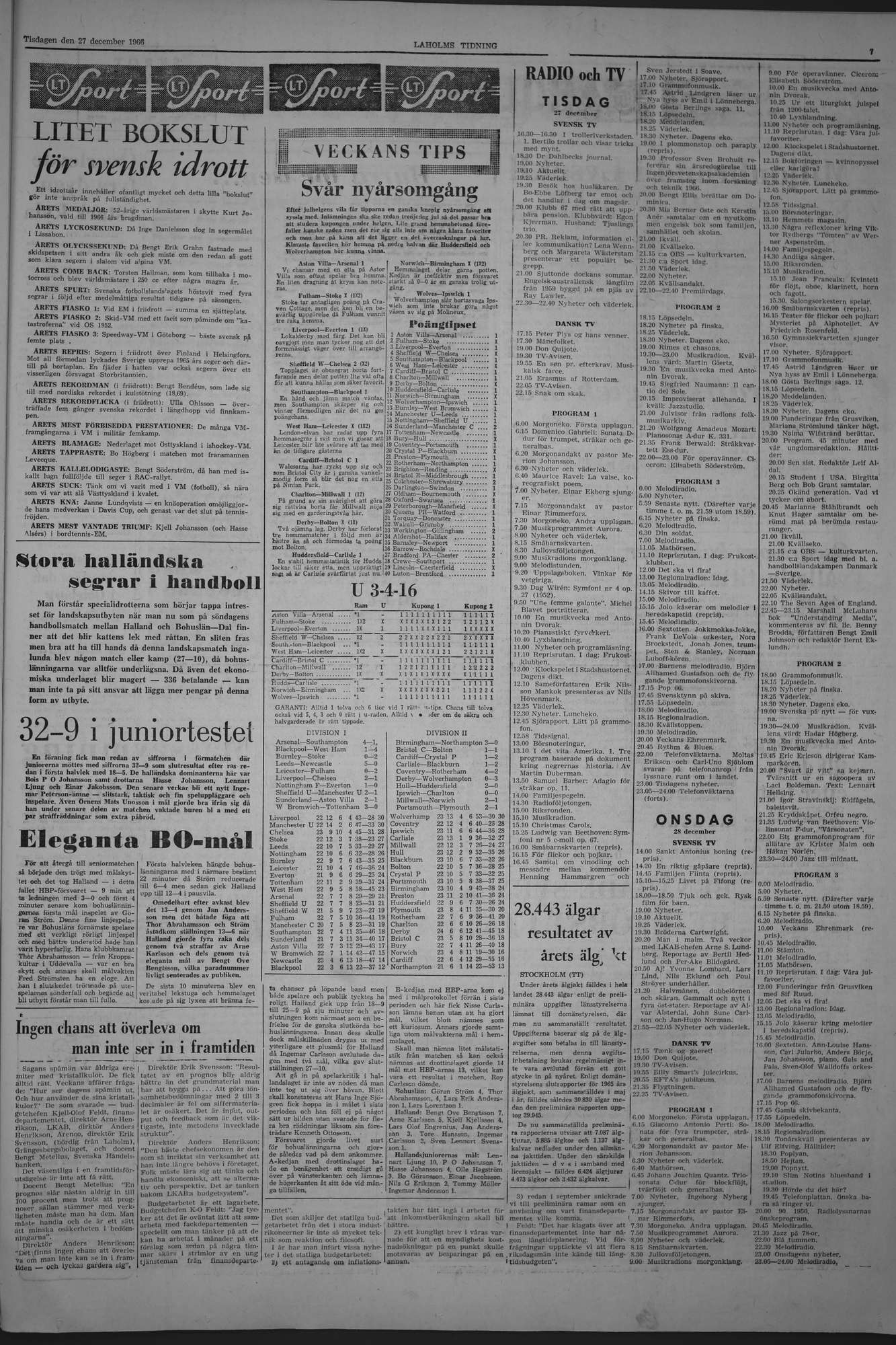Laholms Tidning Tisdag 27 december 1966, sida 7