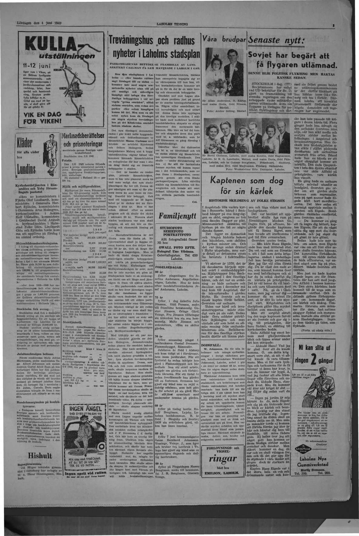 Laholms Tidning Lördag 4 juni 1949, sida 3