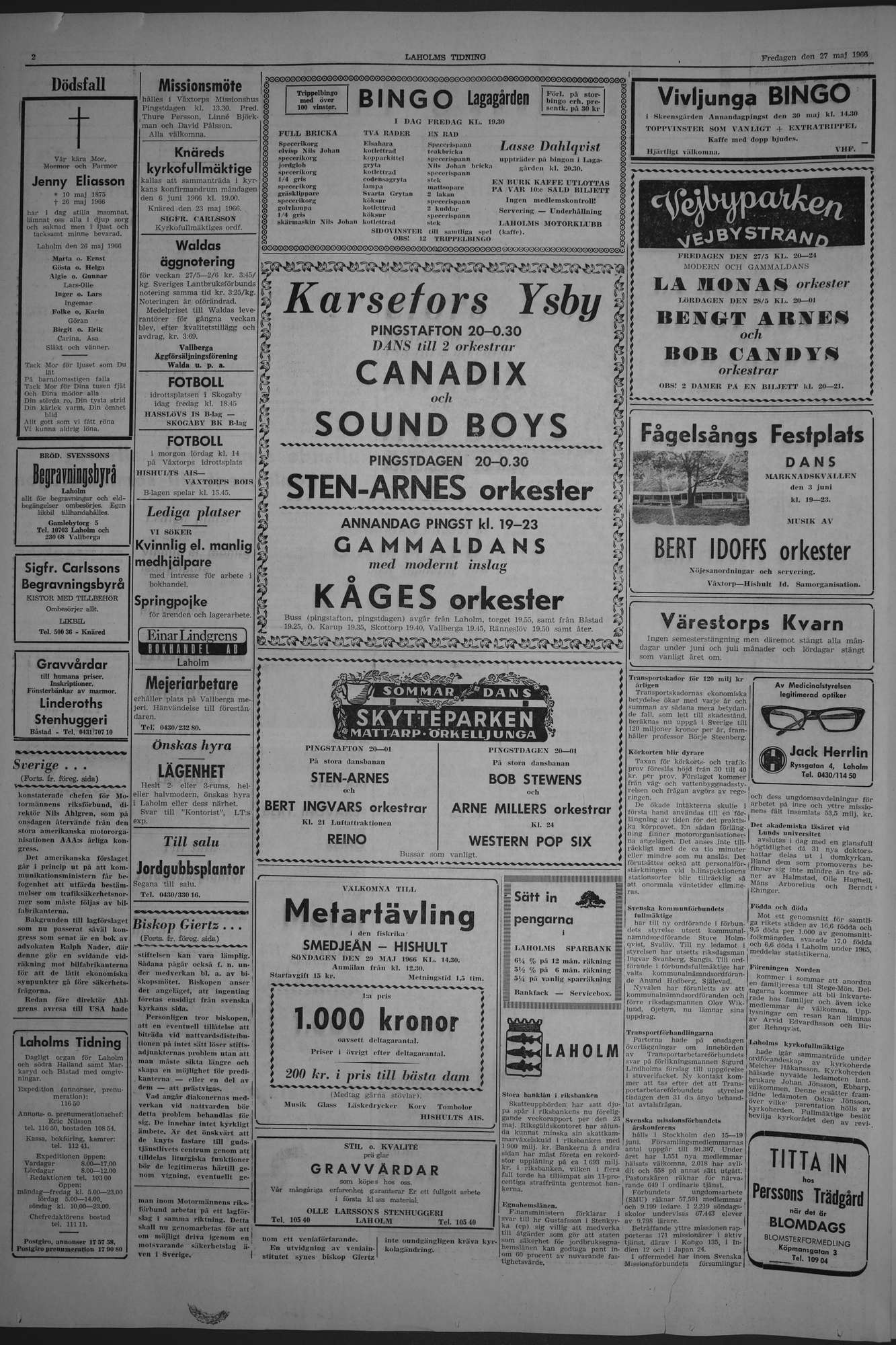 Laholms Tidning Fredag 27 maj 1966, sida 2