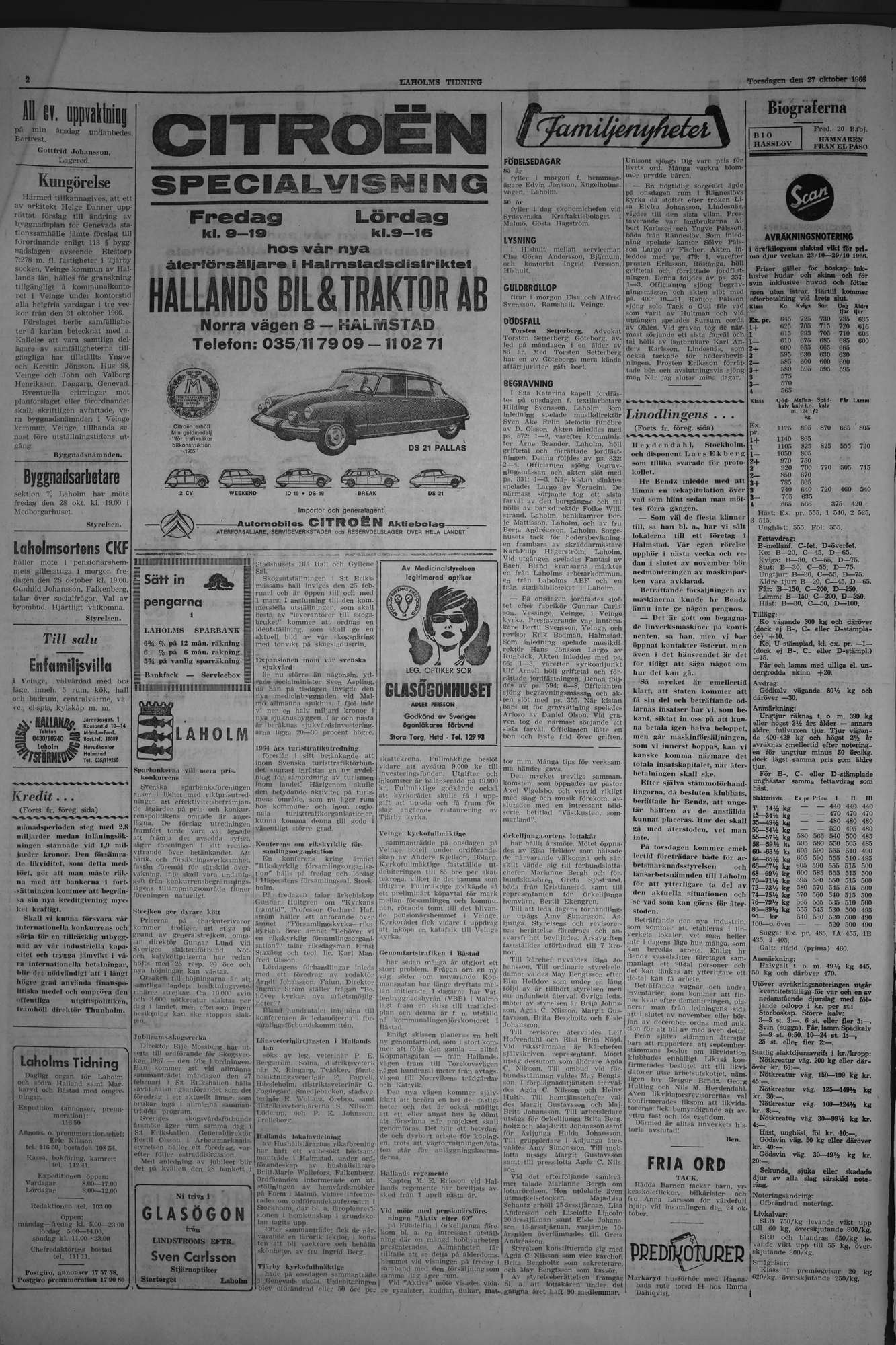 Laholms Tidning Torsdag 27 oktober 1966, sida 2