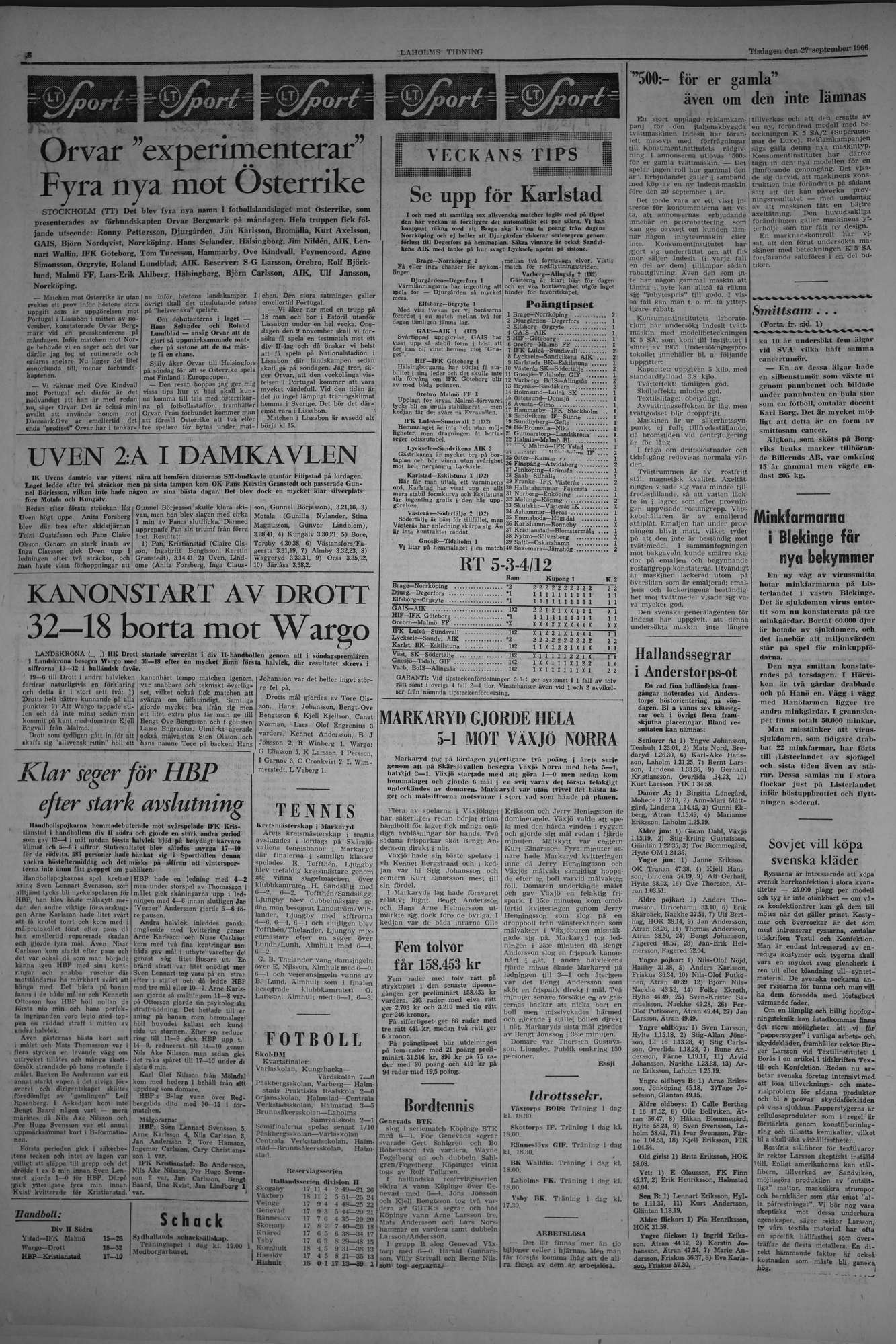 Laholms Tidning Tisdag 27 september 1966, sida 6