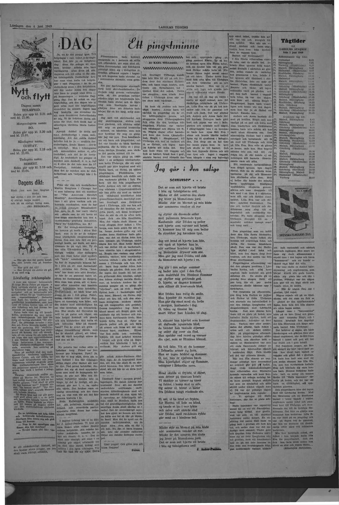 Laholms Tidning Lördag 4 juni 1949, sida 7