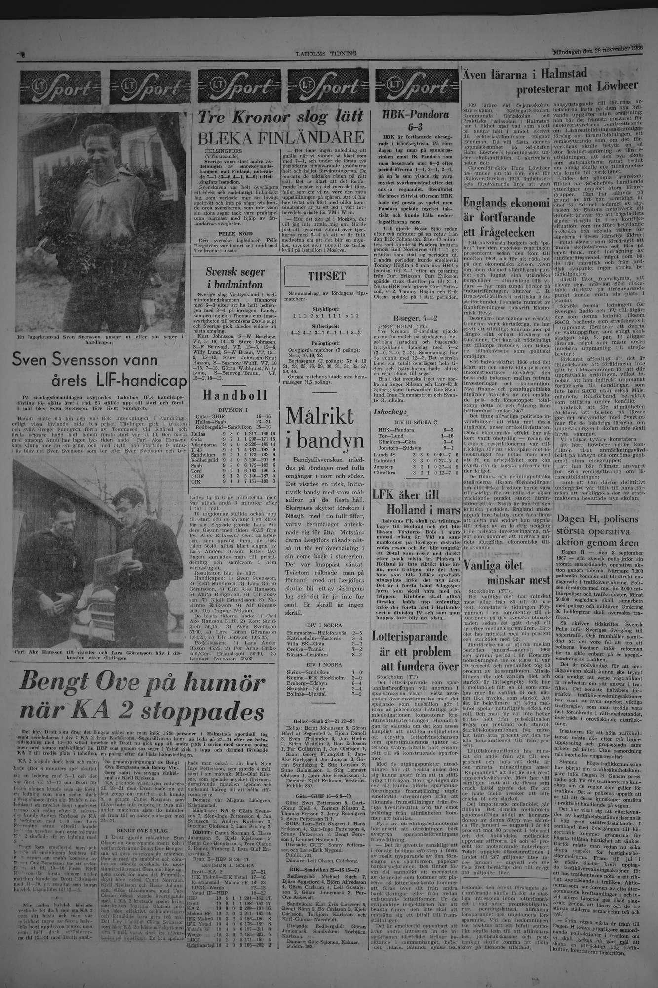 Laholms Tidning Måndag 28 november 1966, sida 6